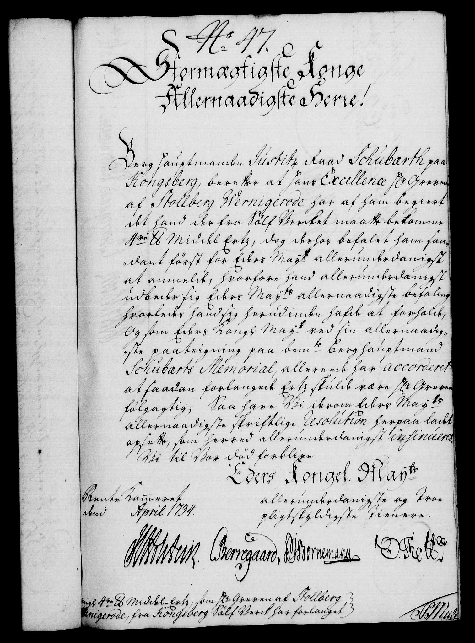 Rentekammeret, Kammerkanselliet, AV/RA-EA-3111/G/Gf/Gfa/L0017: Norsk relasjons- og resolusjonsprotokoll (merket RK 52.17), 1734, p. 254