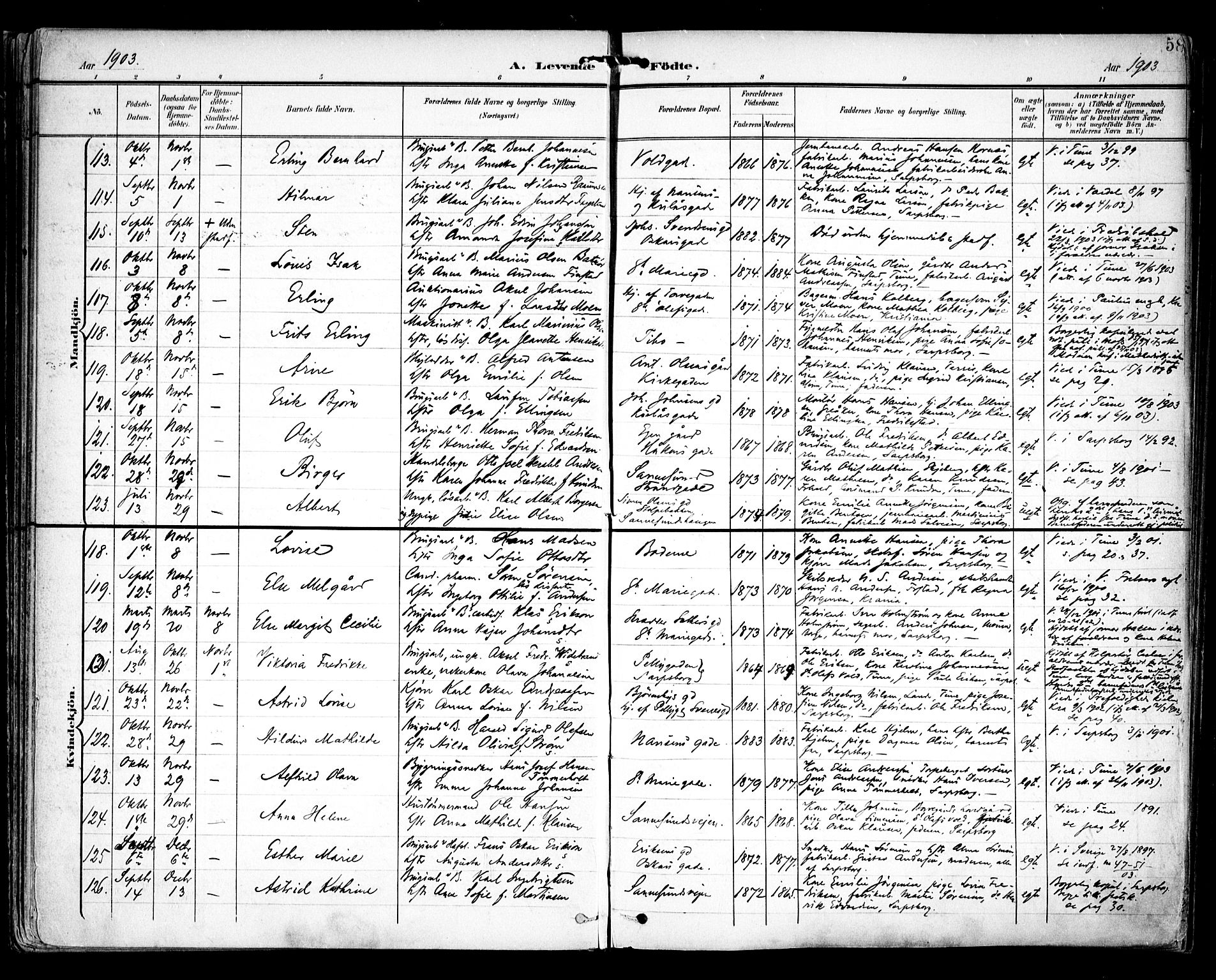 Sarpsborg prestekontor Kirkebøker, AV/SAO-A-2006/F/Fa/L0005: Parish register (official) no. 5, 1900-1909, p. 58