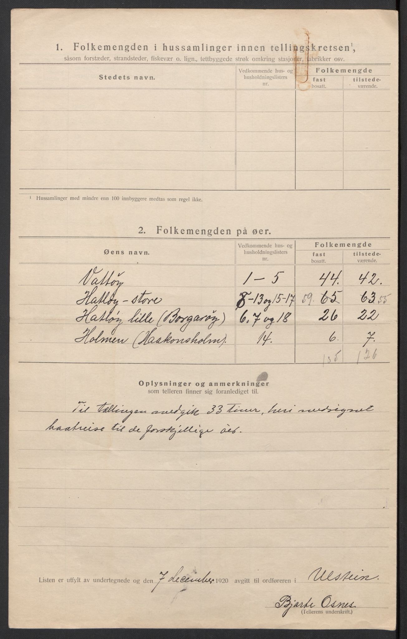 SAT, 1920 census for Ulstein, 1920, p. 43