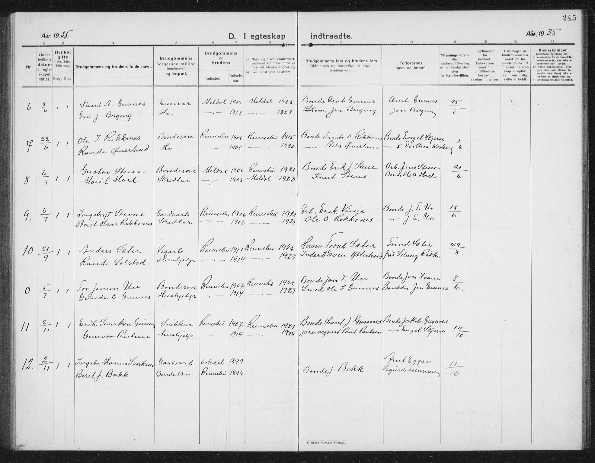 Ministerialprotokoller, klokkerbøker og fødselsregistre - Sør-Trøndelag, SAT/A-1456/674/L0877: Parish register (copy) no. 674C04, 1913-1940, p. 245