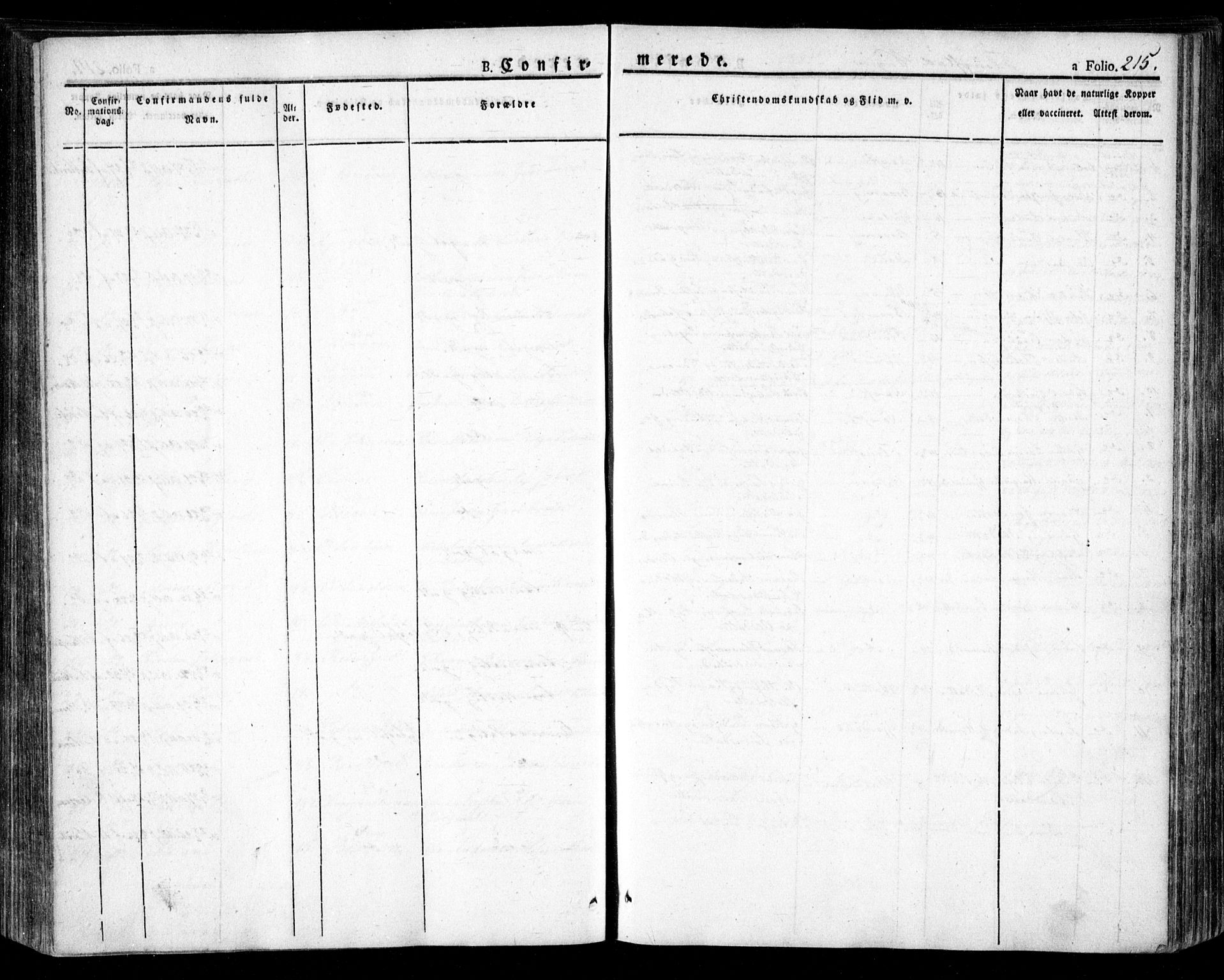 Dypvåg sokneprestkontor, AV/SAK-1111-0007/F/Fa/Faa/L0004: Parish register (official) no. A 4, 1824-1840, p. 215