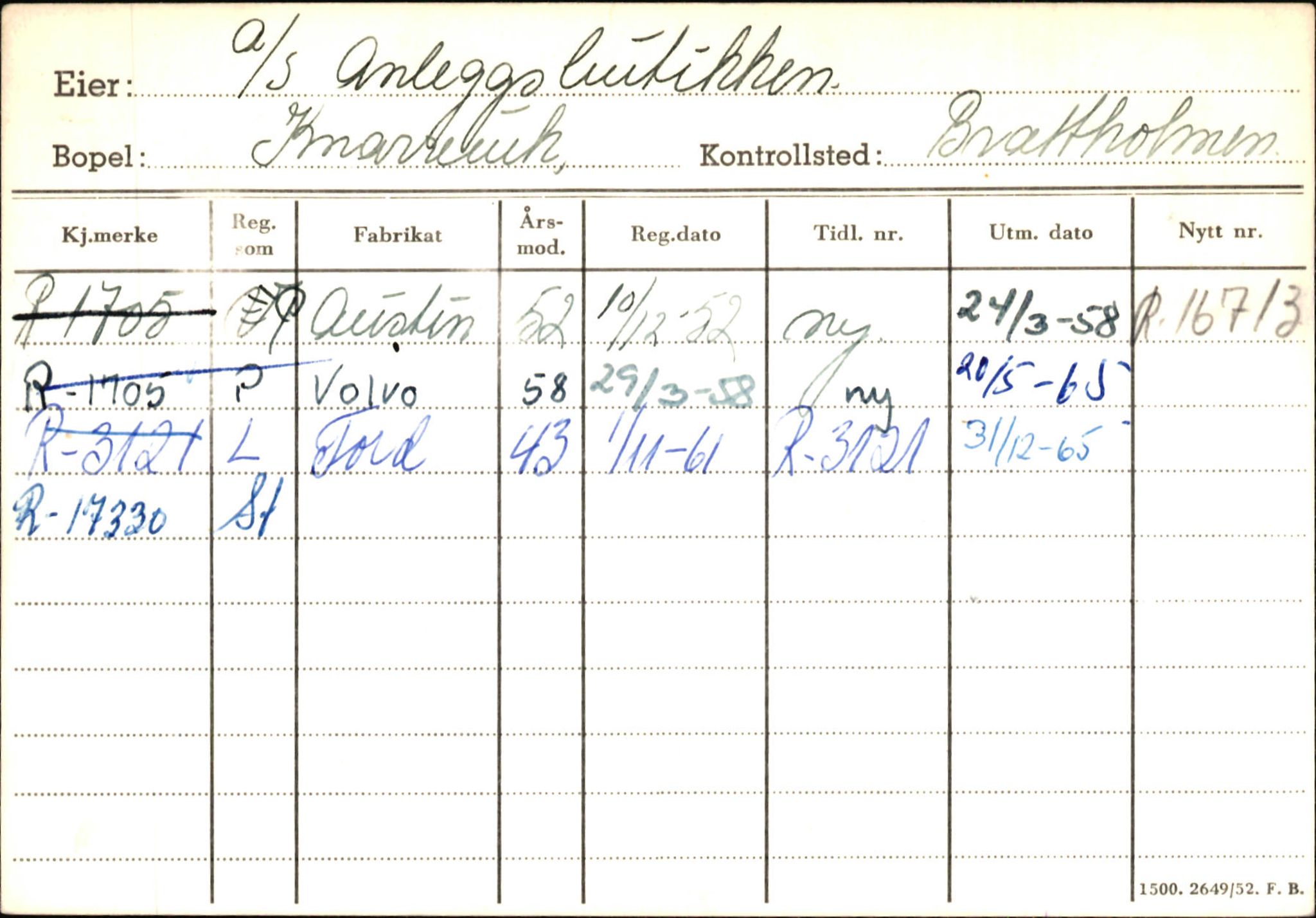 Statens vegvesen, Hordaland vegkontor, SAB/A-5201/2/Ha/L0002: R-eierkort A, 1920-1971, p. 524