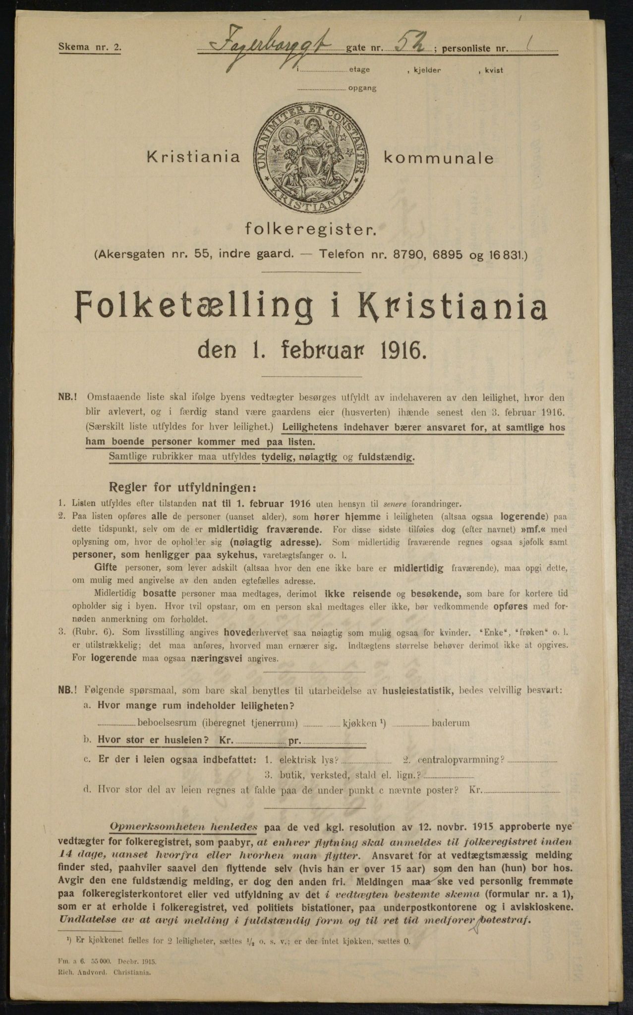 OBA, Municipal Census 1916 for Kristiania, 1916, p. 23435