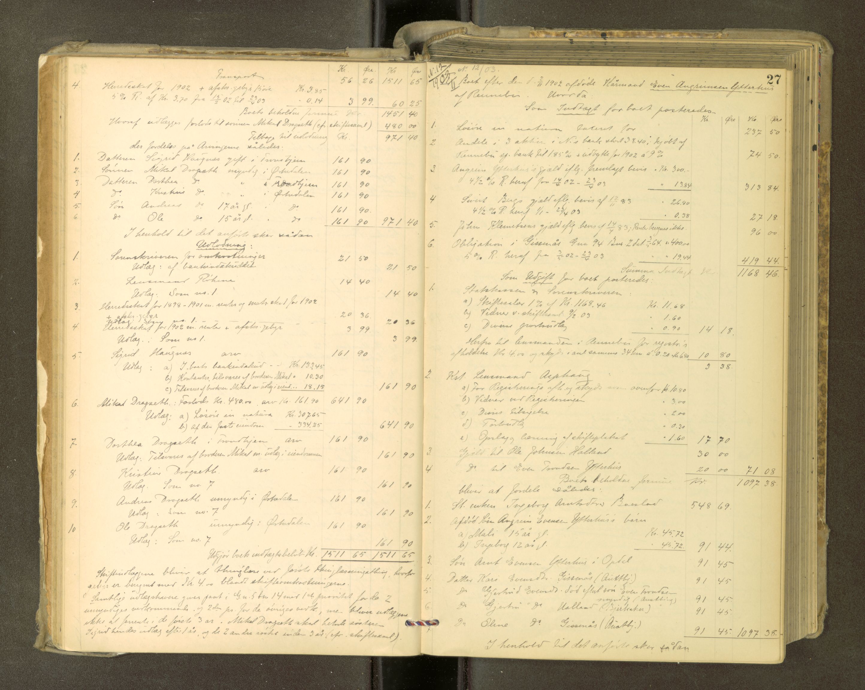 Orkdal sorenskriveri, AV/SAT-A-4169/1/3/3Aa/L0015: Skifteprotokoller, 1902-1915, p. 26b-27a