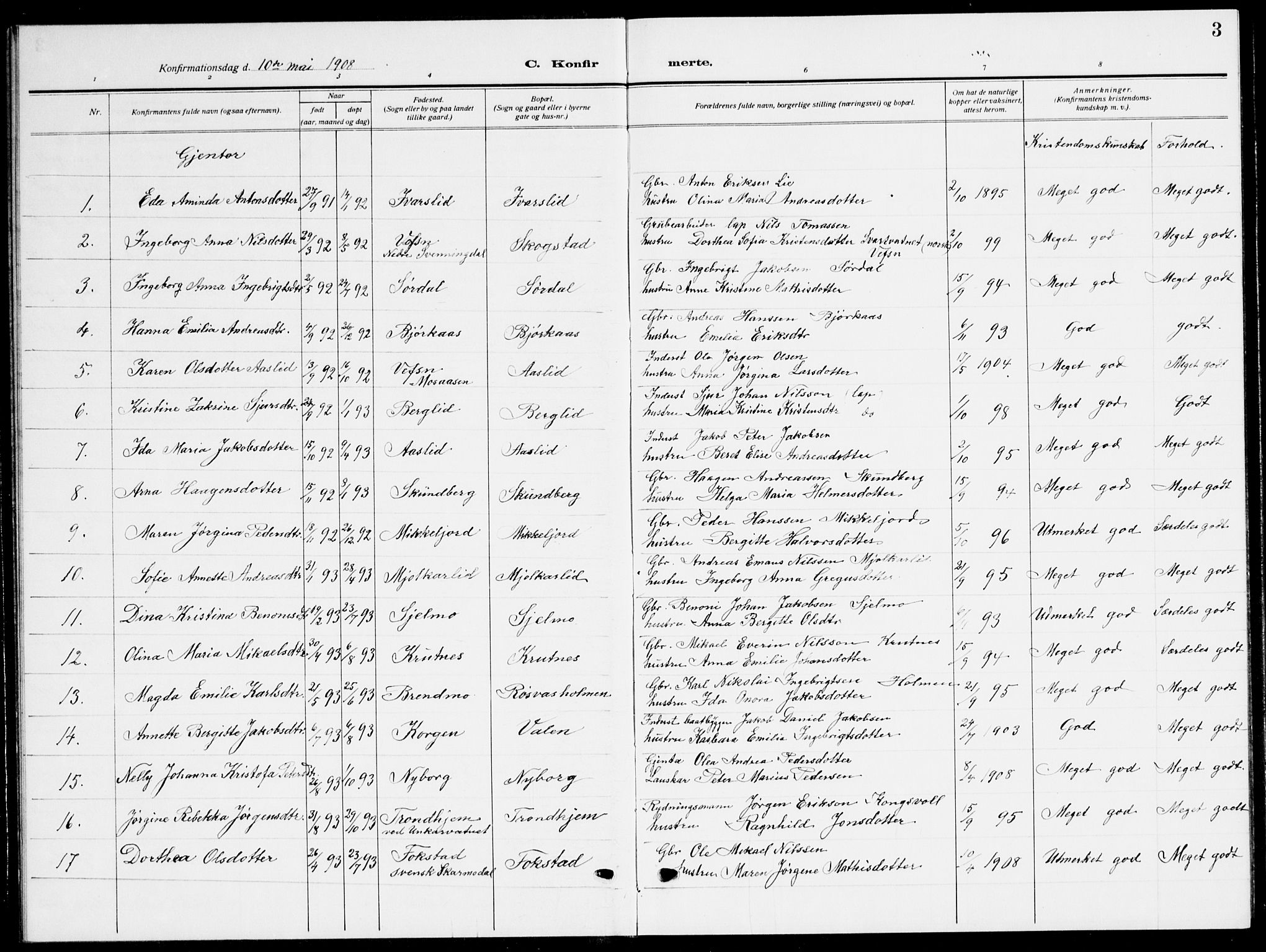 Ministerialprotokoller, klokkerbøker og fødselsregistre - Nordland, AV/SAT-A-1459/823/L0332: Parish register (copy) no. 823C04, 1907-1944, p. 3