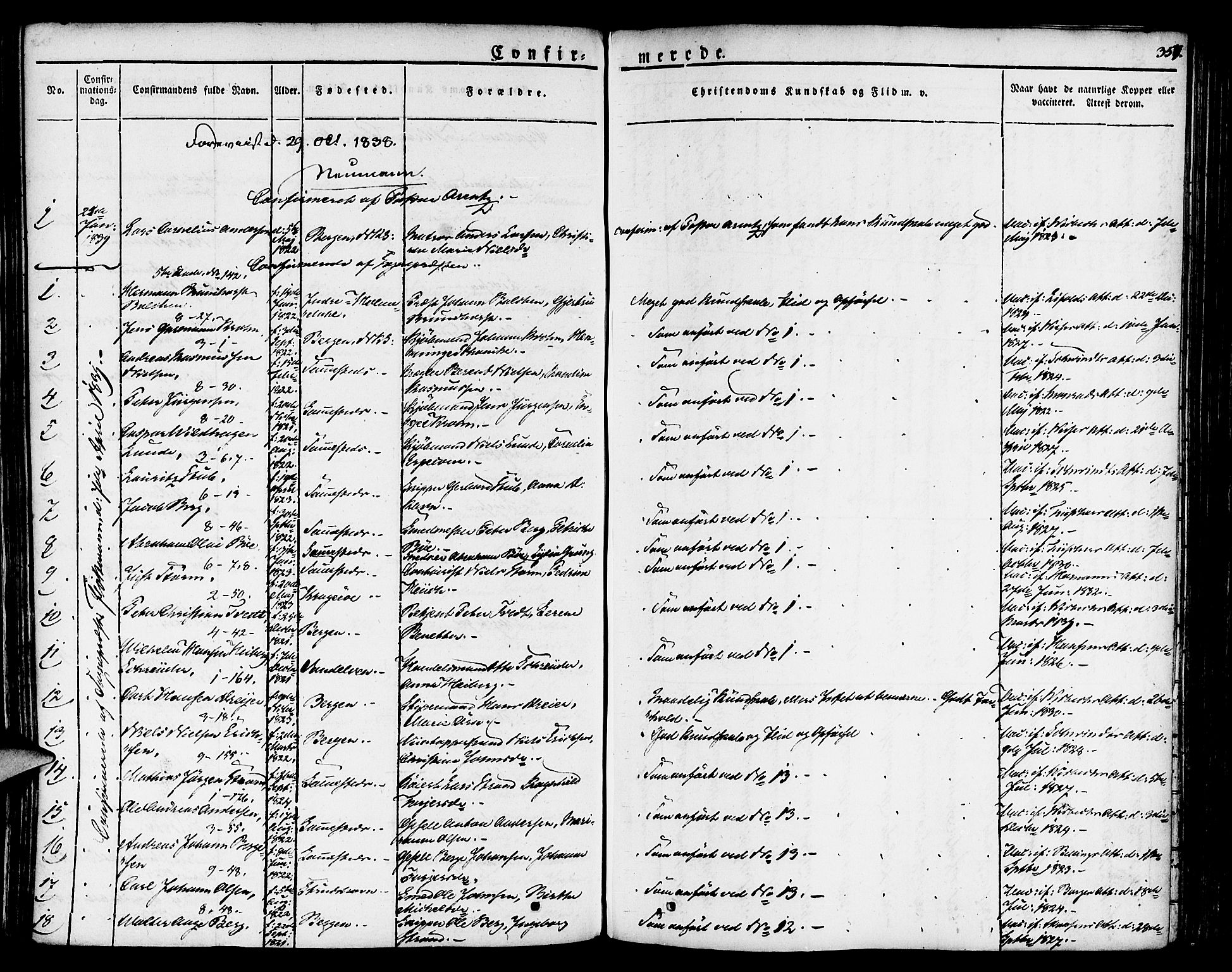 Nykirken Sokneprestembete, SAB/A-77101/H/Haa/L0012: Parish register (official) no. A 12, 1821-1844, p. 357