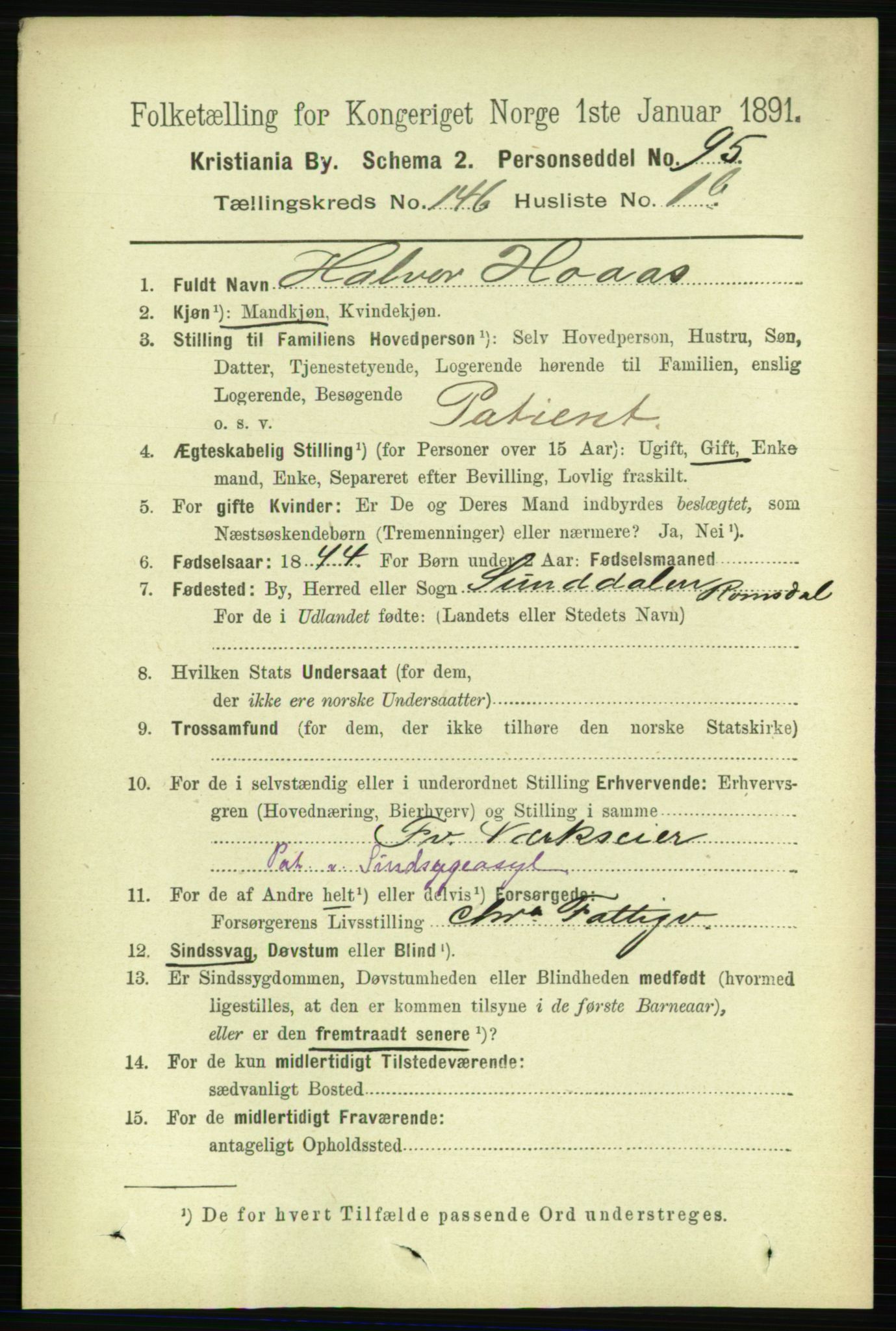 RA, 1891 census for 0301 Kristiania, 1891, p. 80640