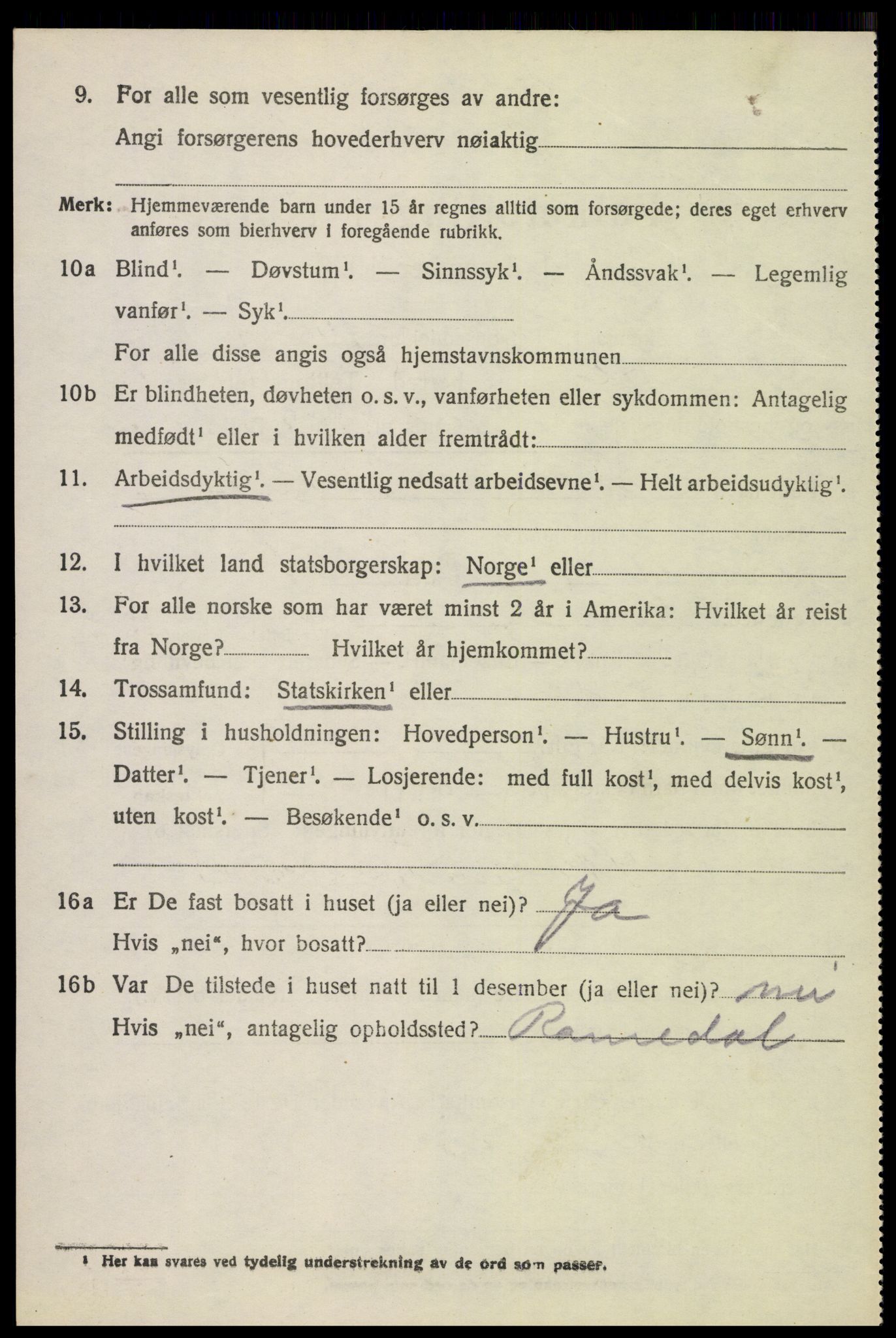 SAH, 1920 census for Stange, 1920, p. 19640