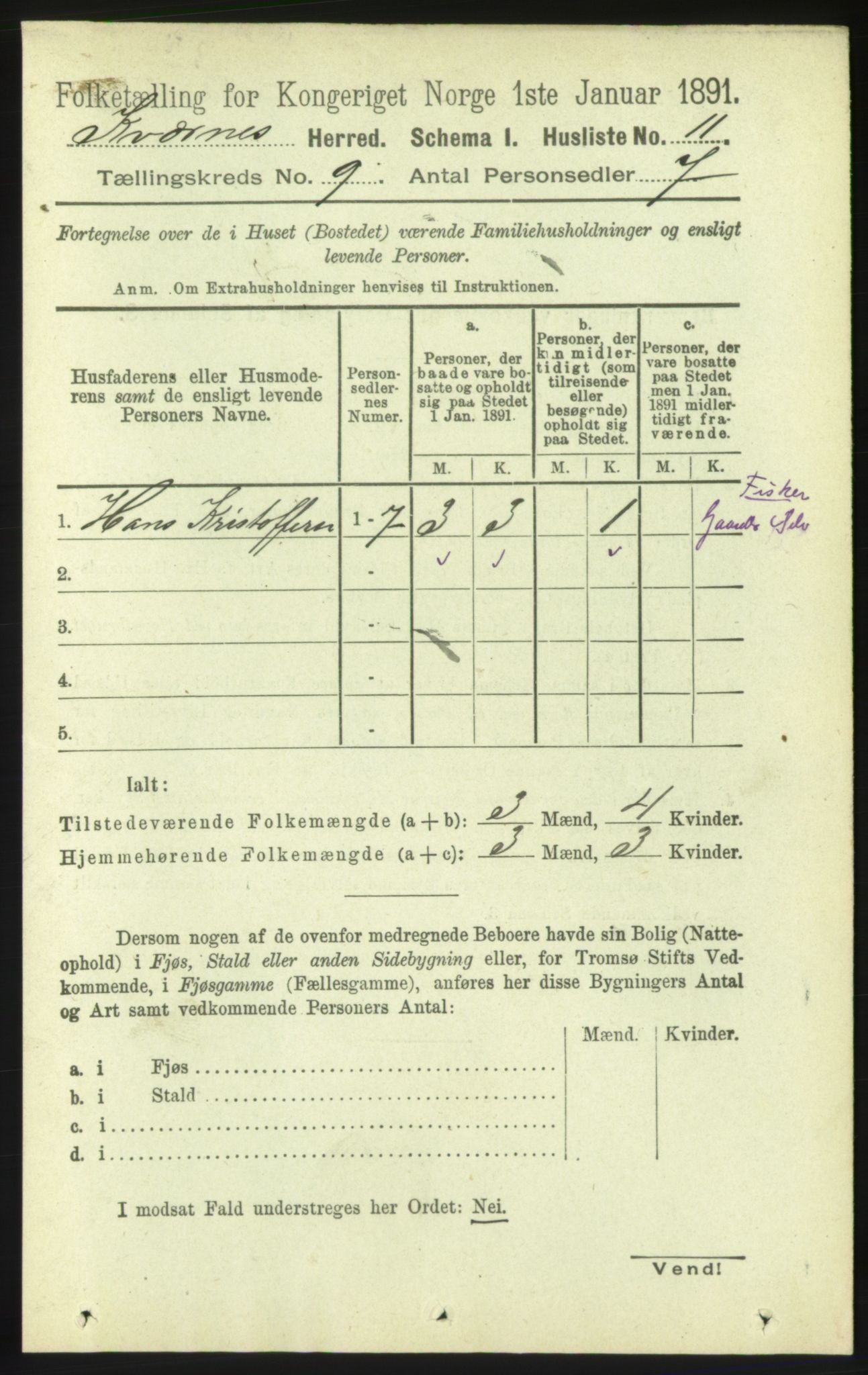 RA, 1891 census for 1553 Kvernes, 1891, p. 3895