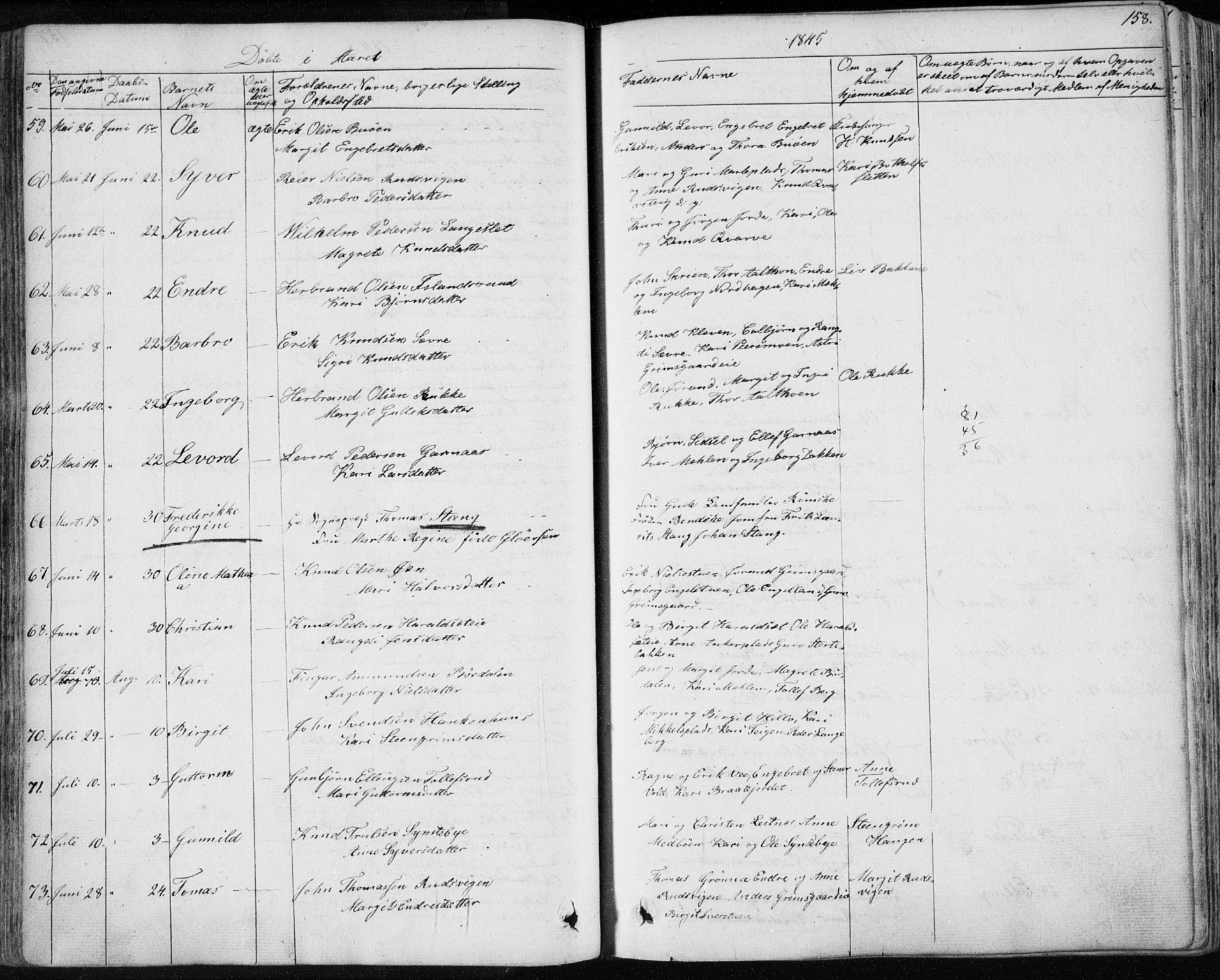 Nes kirkebøker, AV/SAKO-A-236/F/Fa/L0009: Parish register (official) no. 9, 1834-1863, p. 158