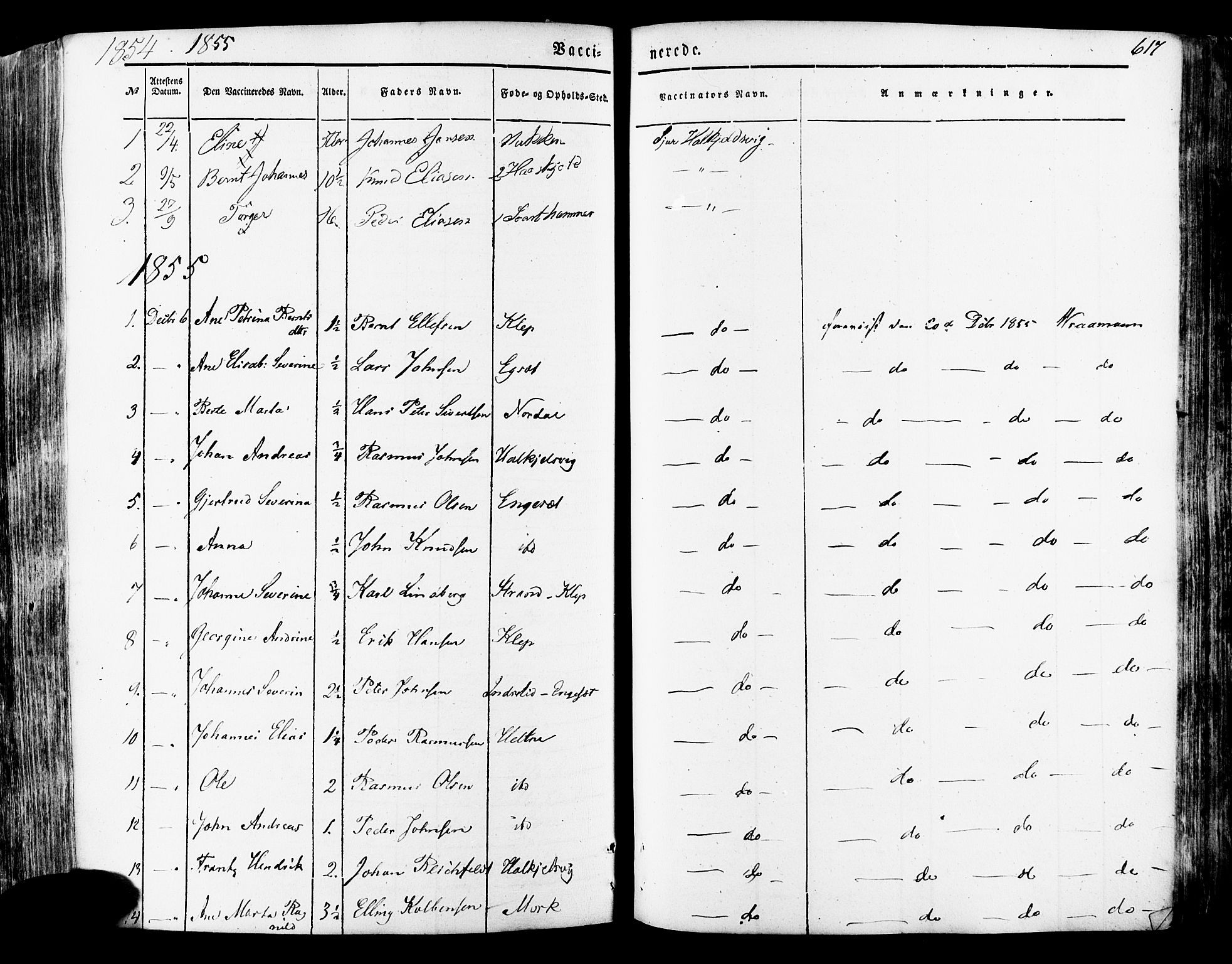 Ministerialprotokoller, klokkerbøker og fødselsregistre - Møre og Romsdal, SAT/A-1454/511/L0140: Parish register (official) no. 511A07, 1851-1878, p. 617