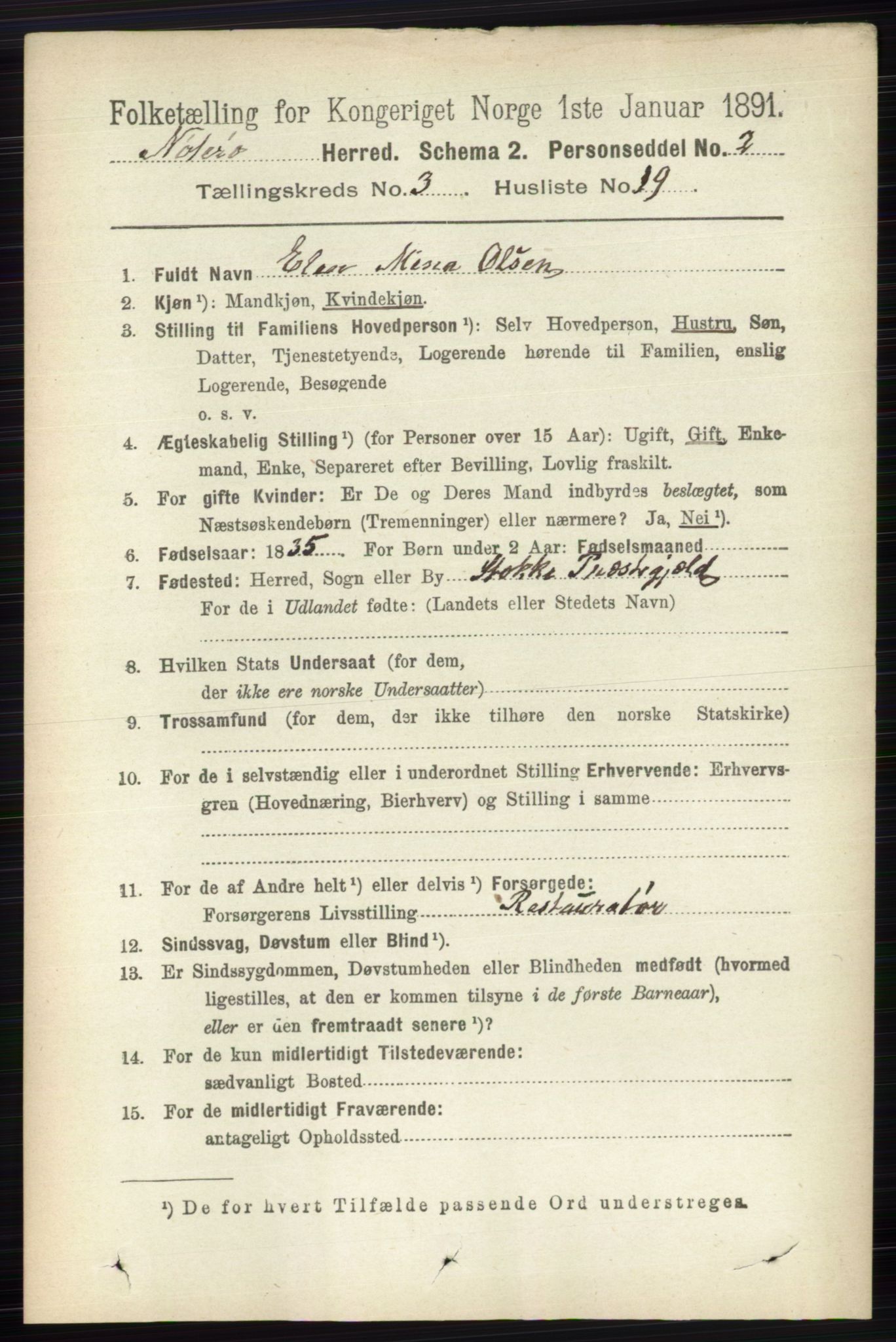 RA, 1891 census for 0722 Nøtterøy, 1891, p. 1658