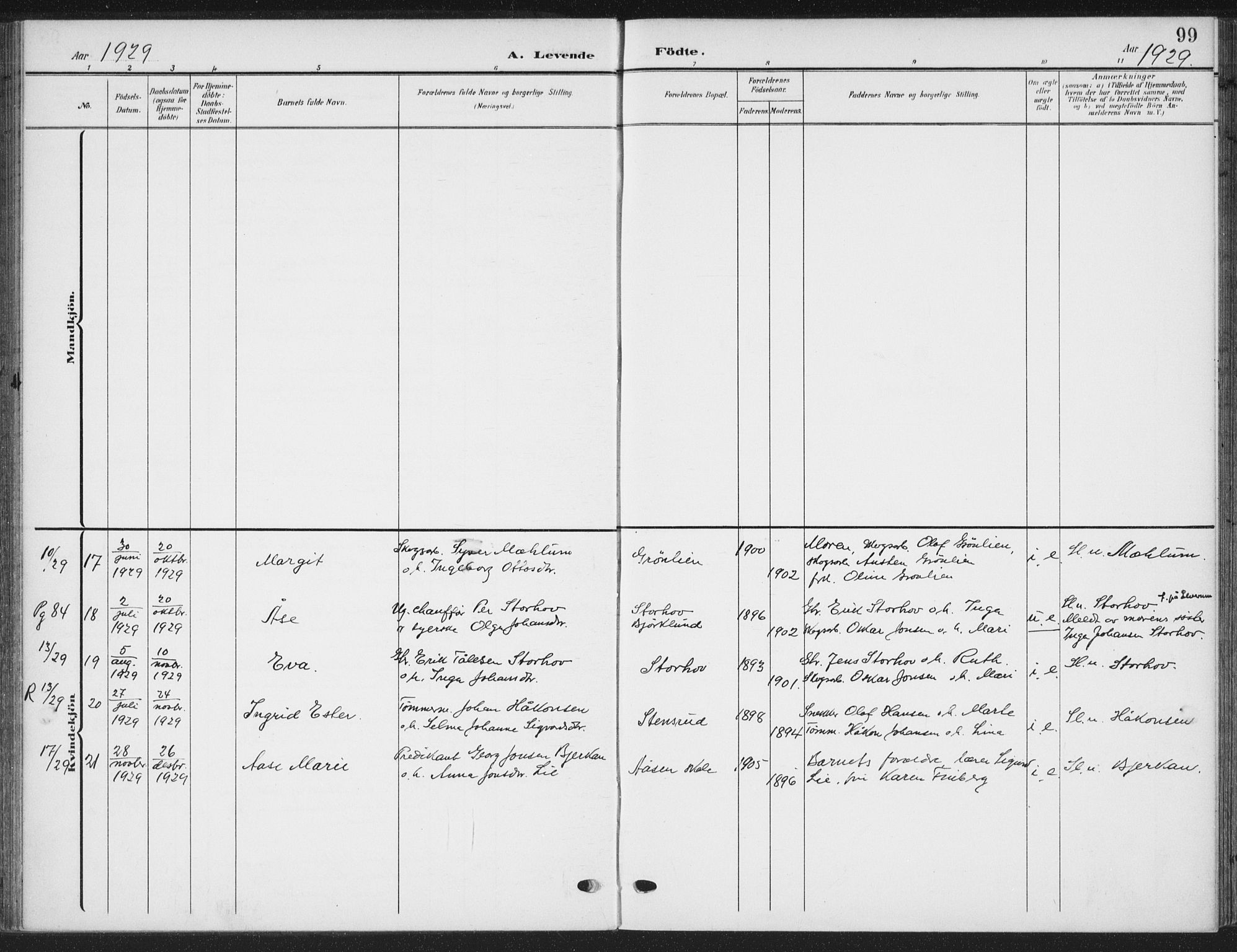 Romedal prestekontor, SAH/PREST-004/K/L0009: Parish register (official) no. 9, 1906-1929, p. 99