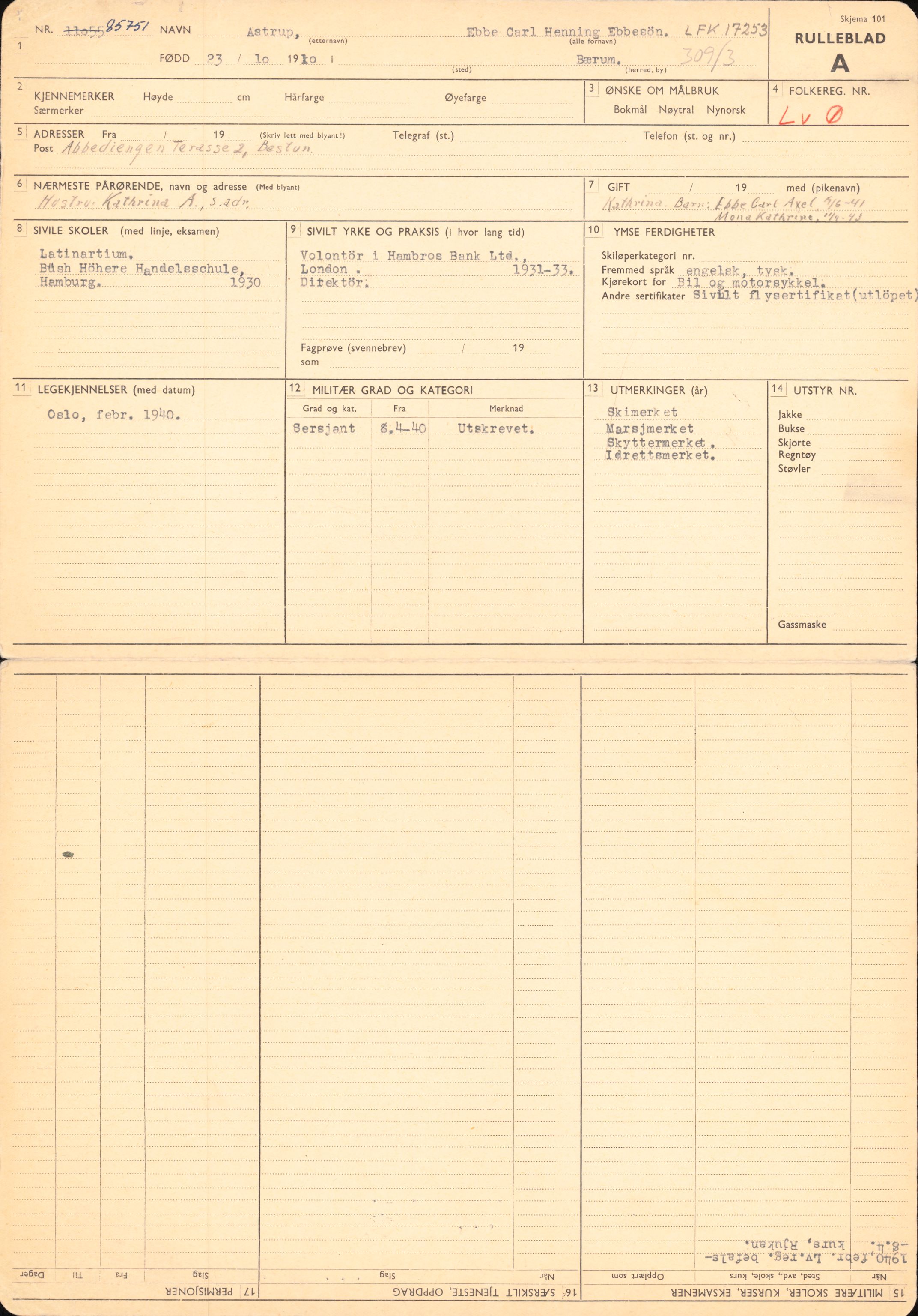 Forsvaret, Forsvarets overkommando/Luftforsvarsstaben, RA/RAFA-4079/P/Pa/L0024: Personellpapirer, 1910, p. 23