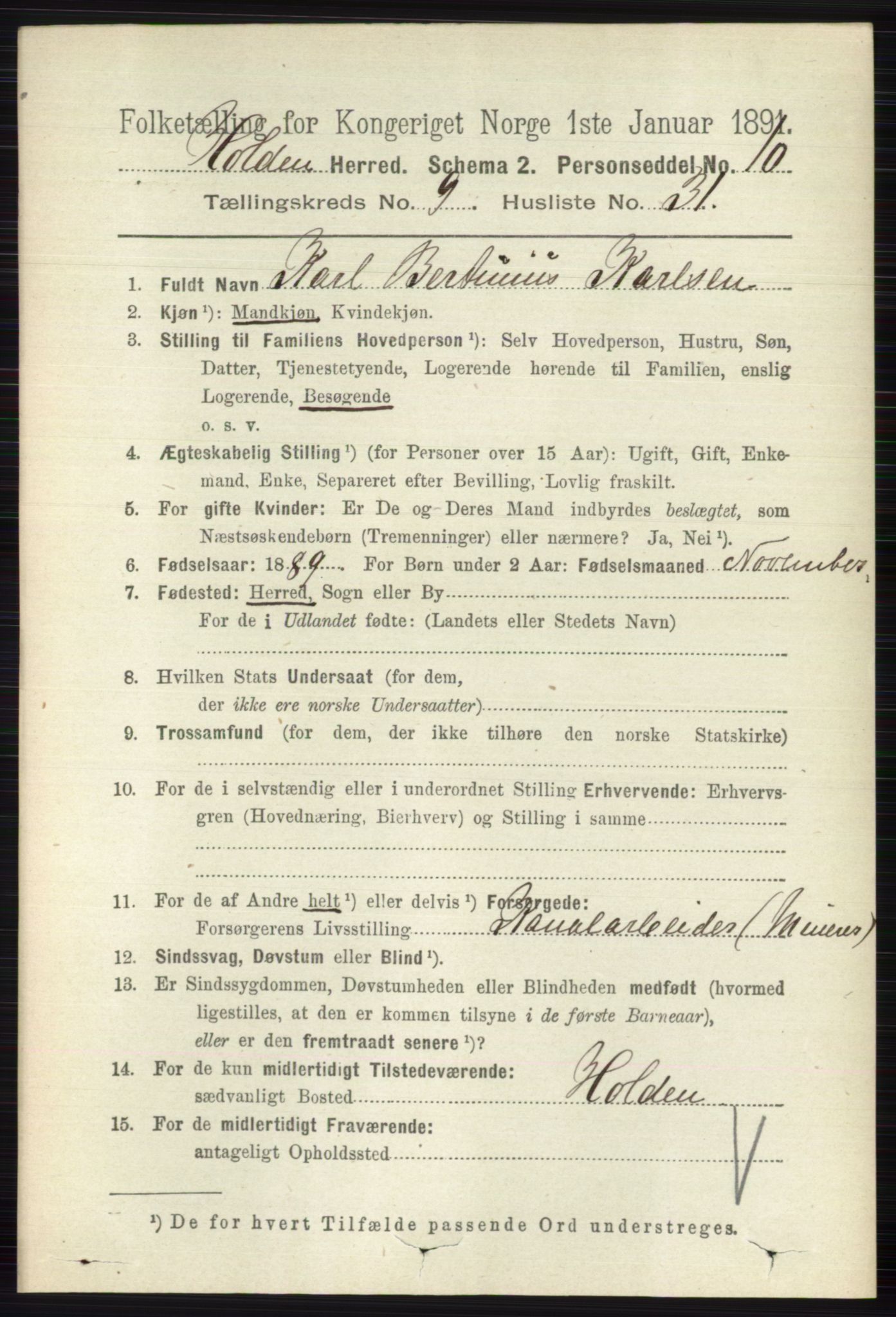 RA, 1891 census for 0819 Holla, 1891, p. 4243