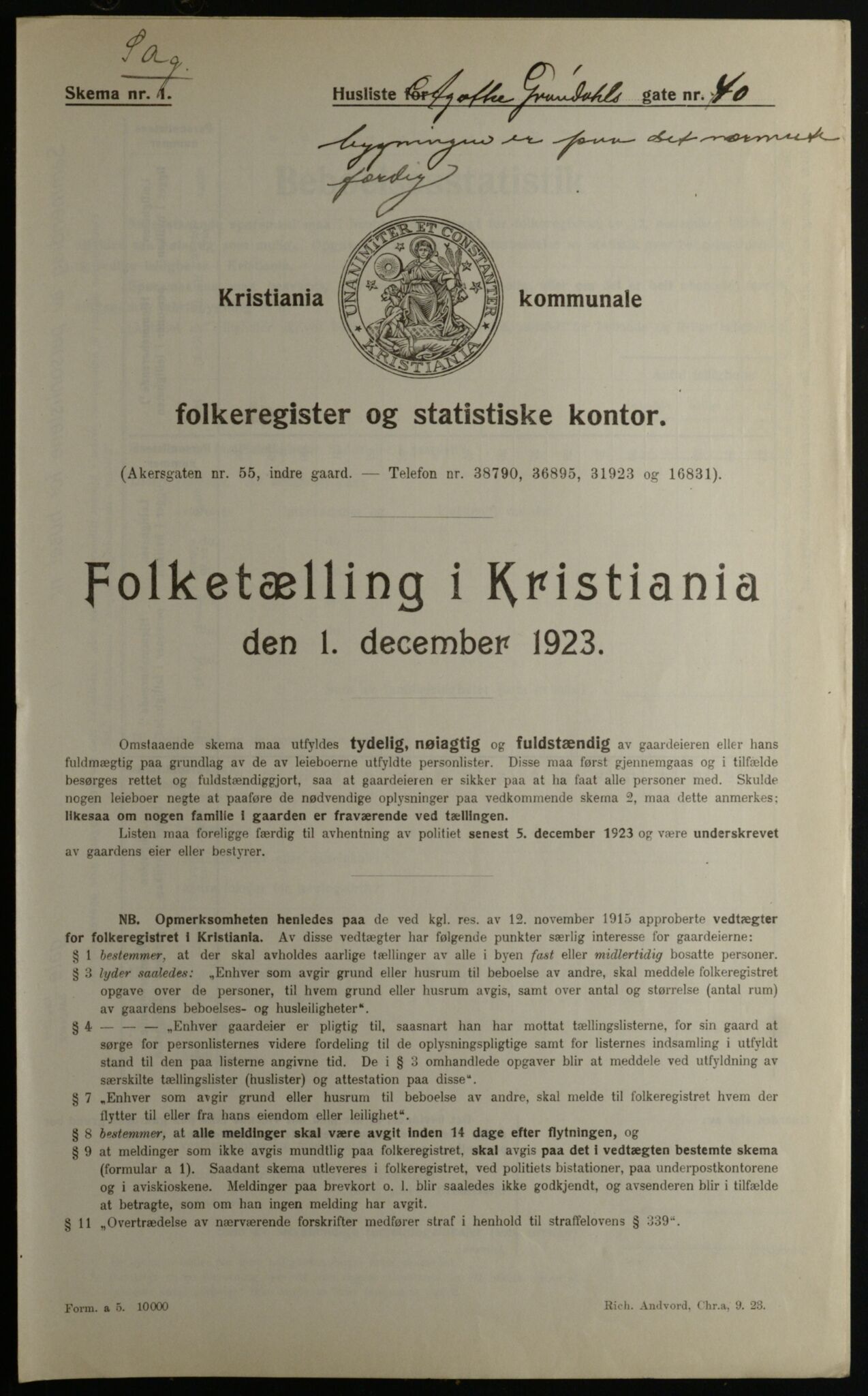 OBA, Municipal Census 1923 for Kristiania, 1923, p. 359