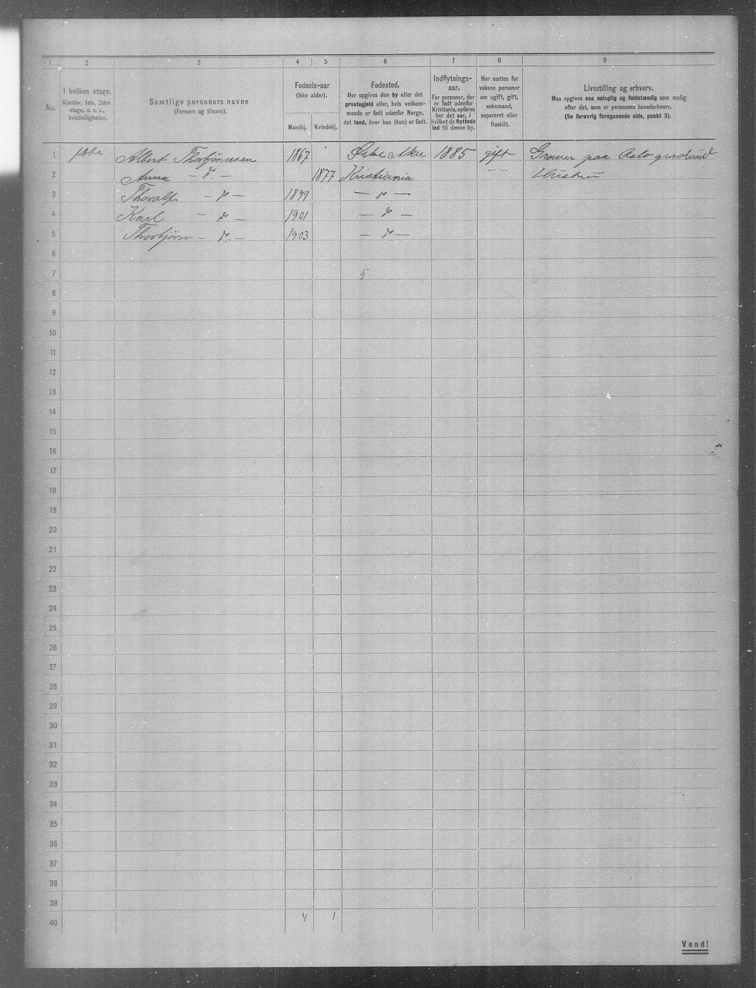 OBA, Municipal Census 1904 for Kristiania, 1904, p. 394