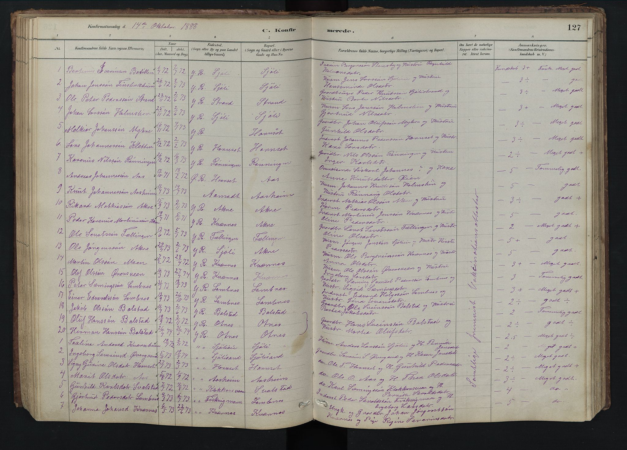 Rendalen prestekontor, SAH/PREST-054/H/Ha/Hab/L0009: Parish register (copy) no. 9, 1879-1902, p. 127