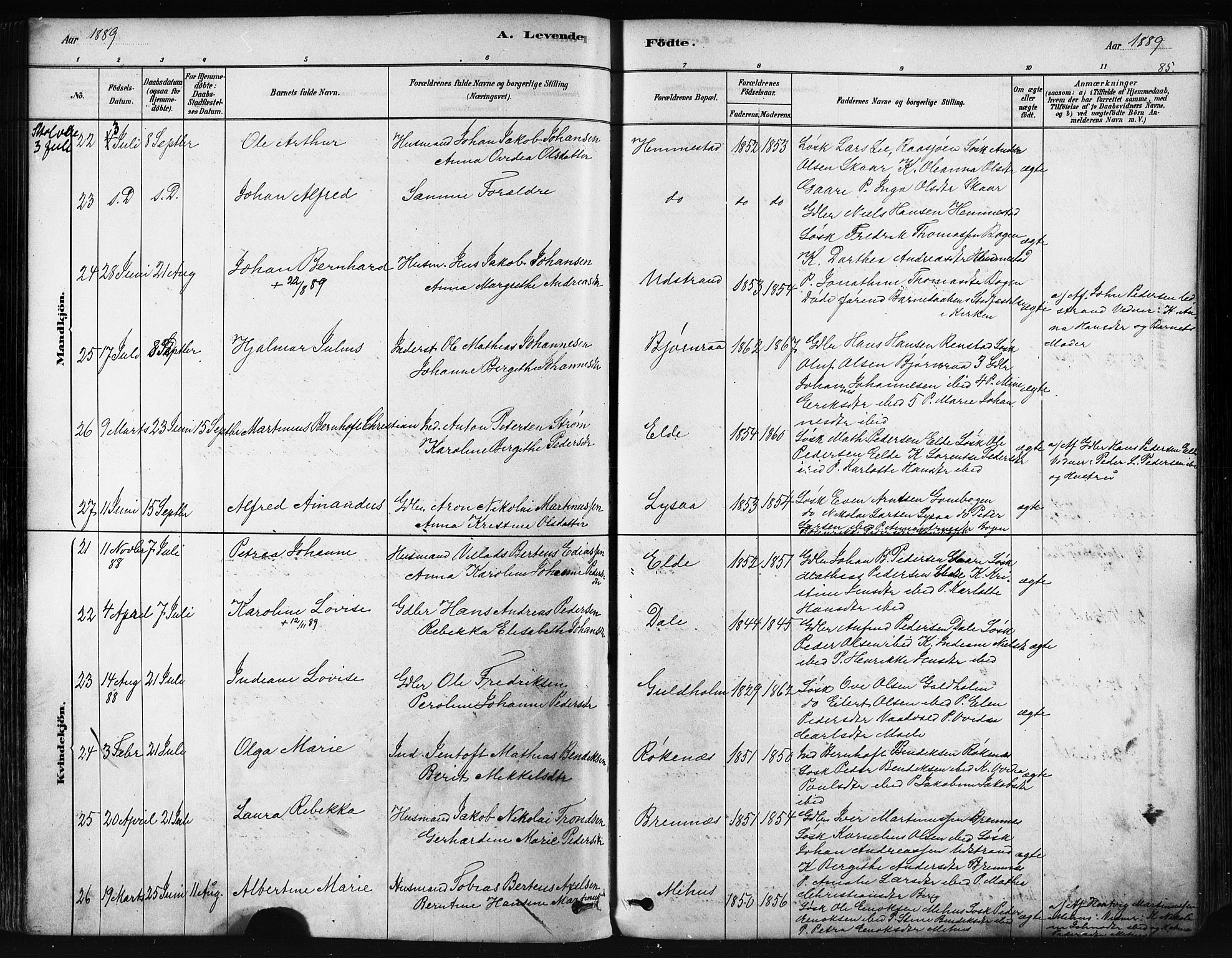Kvæfjord sokneprestkontor, AV/SATØ-S-1323/G/Ga/Gaa/L0005kirke: Parish register (official) no. 5, 1878-1894, p. 85