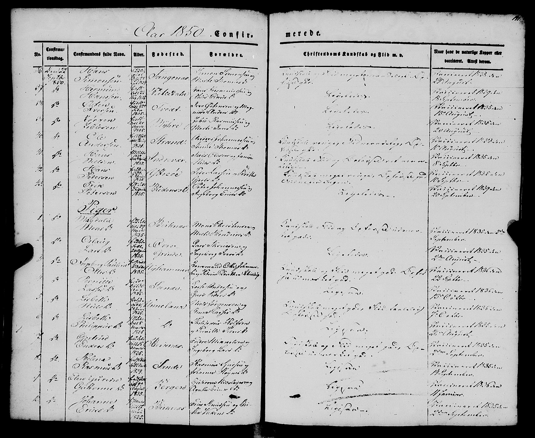 Gulen sokneprestembete, AV/SAB-A-80201/H/Haa/Haaa/L0021: Parish register (official) no. A 21, 1848-1858, p. 141