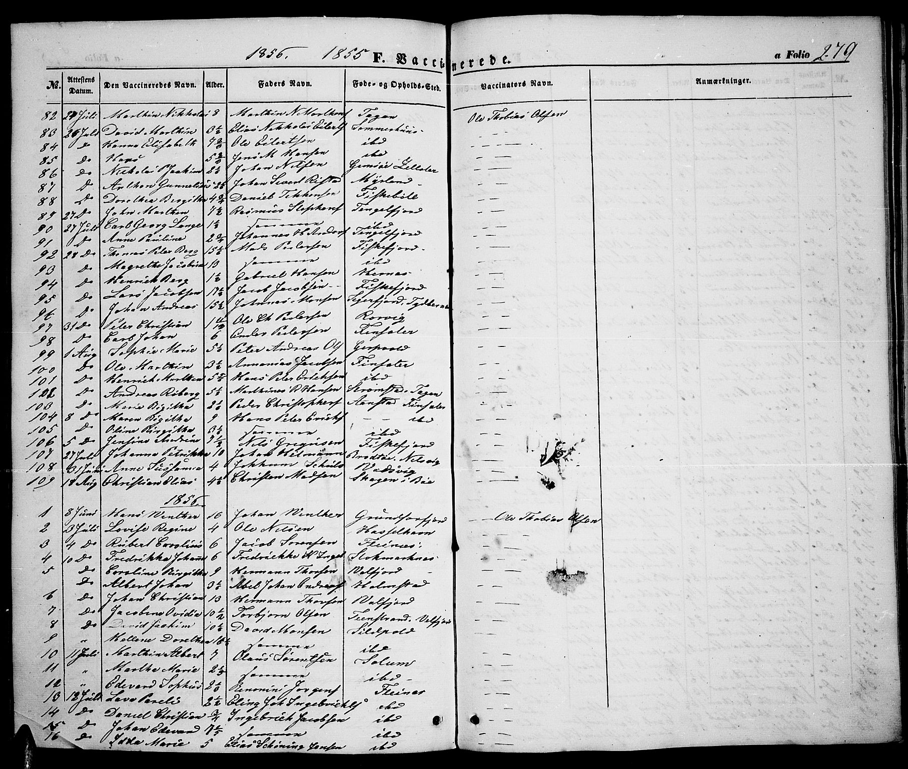 Ministerialprotokoller, klokkerbøker og fødselsregistre - Nordland, AV/SAT-A-1459/888/L1265: Parish register (copy) no. 888C03, 1850-1863, p. 279