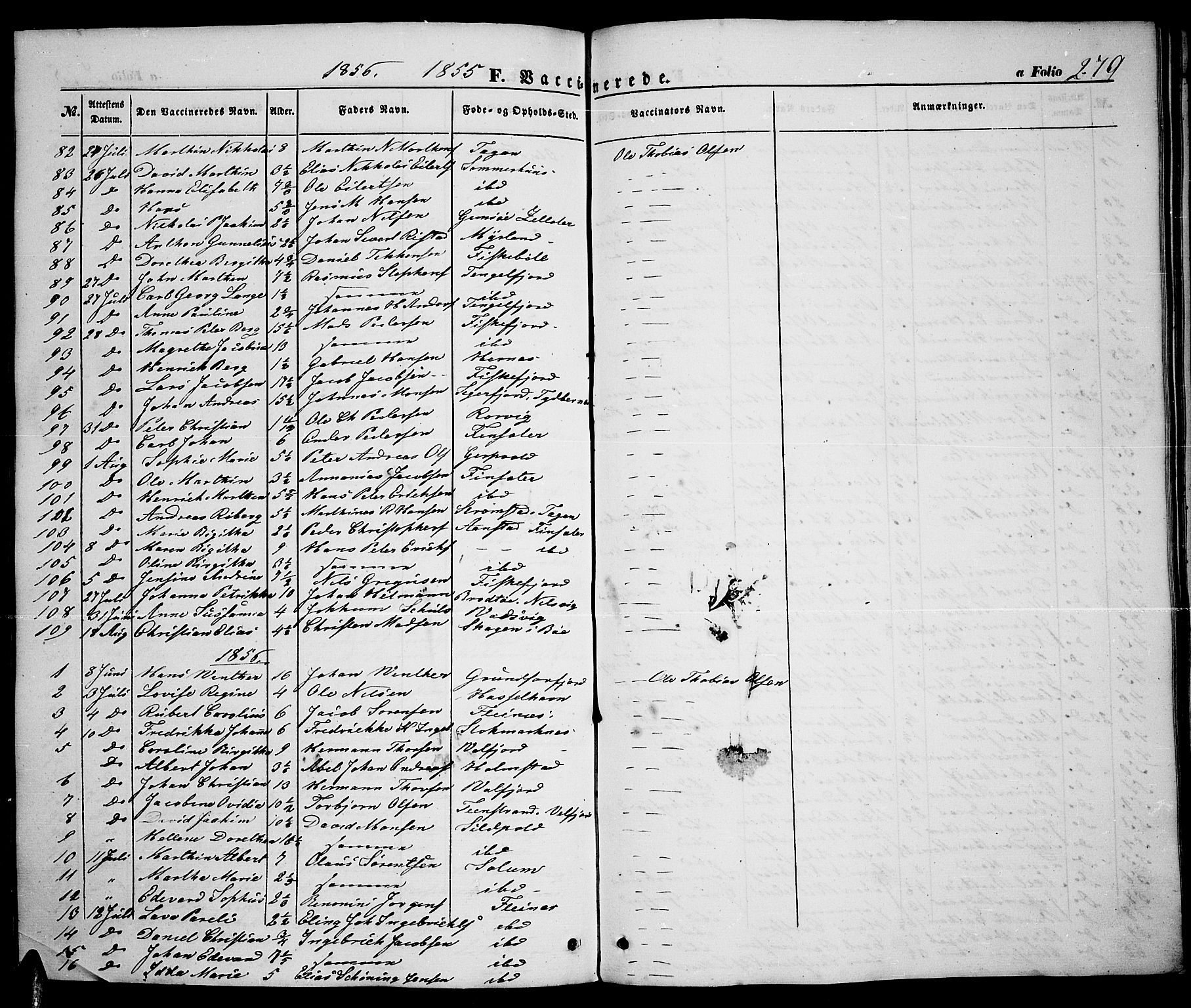 Ministerialprotokoller, klokkerbøker og fødselsregistre - Nordland, AV/SAT-A-1459/888/L1265: Parish register (copy) no. 888C03, 1850-1863, p. 279