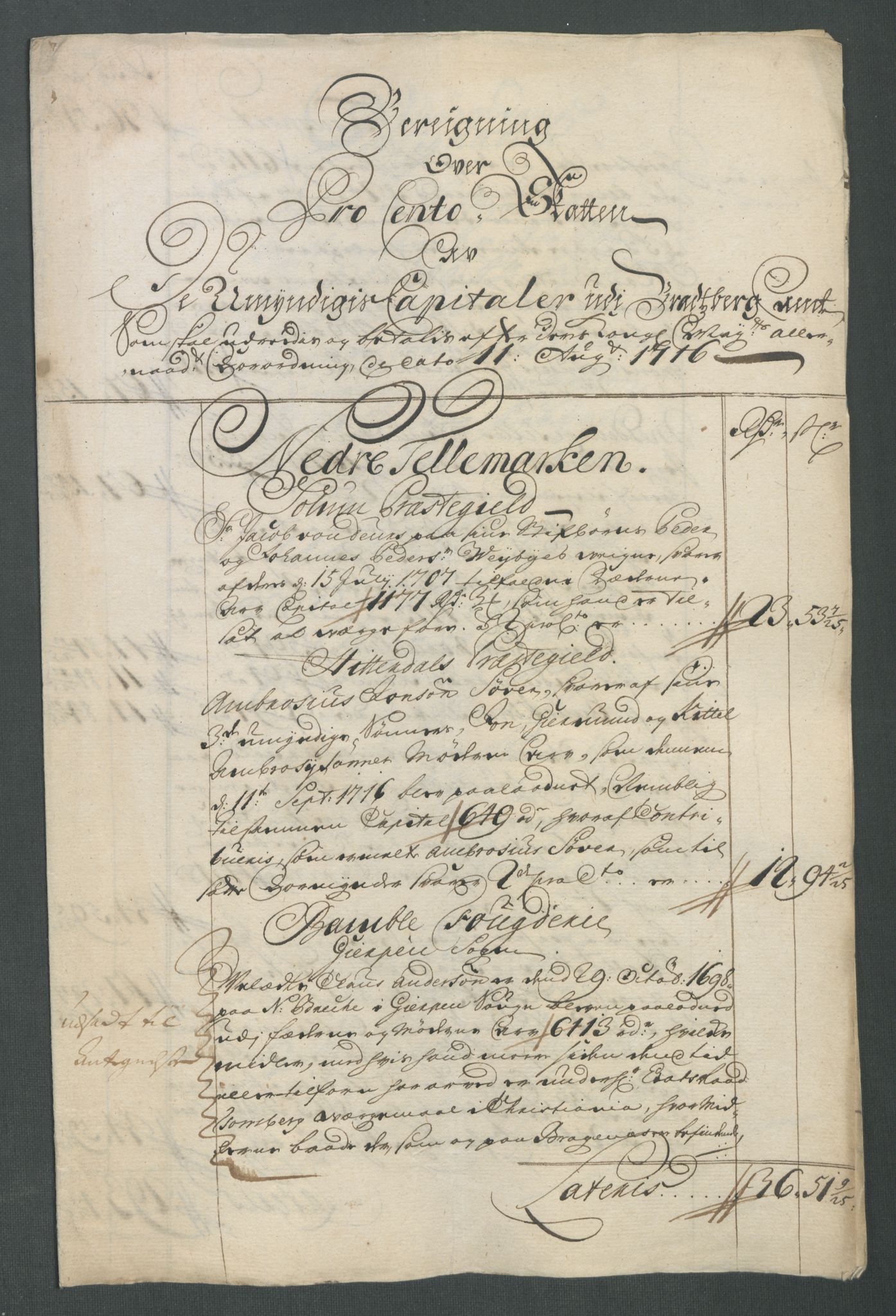 Rentekammeret inntil 1814, Reviderte regnskaper, Fogderegnskap, AV/RA-EA-4092/R36/L2128: Fogderegnskap Øvre og Nedre Telemark og Bamble, 1716, p. 158