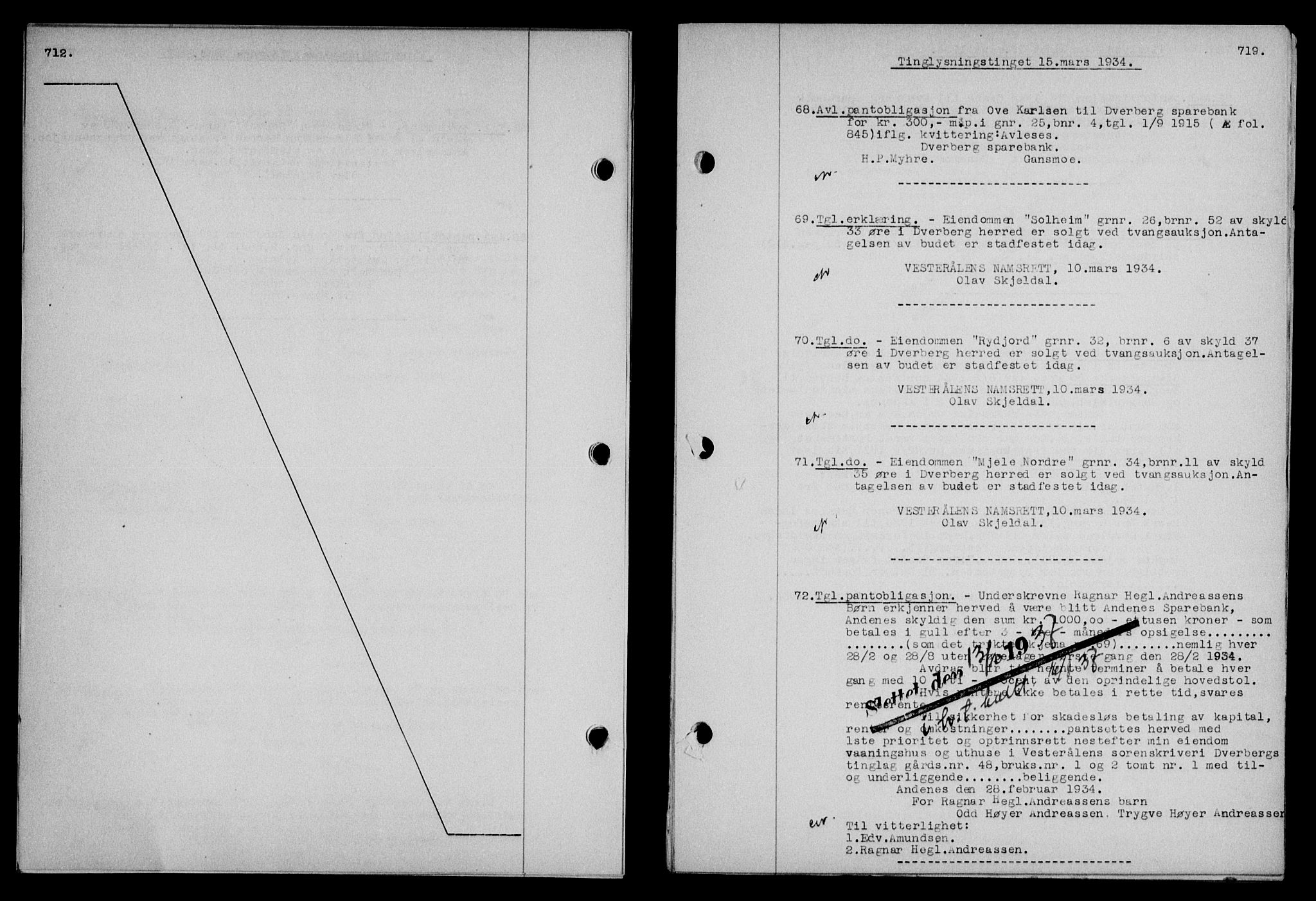 Vesterålen sorenskriveri, SAT/A-4180/1/2/2Ca/L0059: Mortgage book no. 52, 1933-1934, Deed date: 15.03.1934