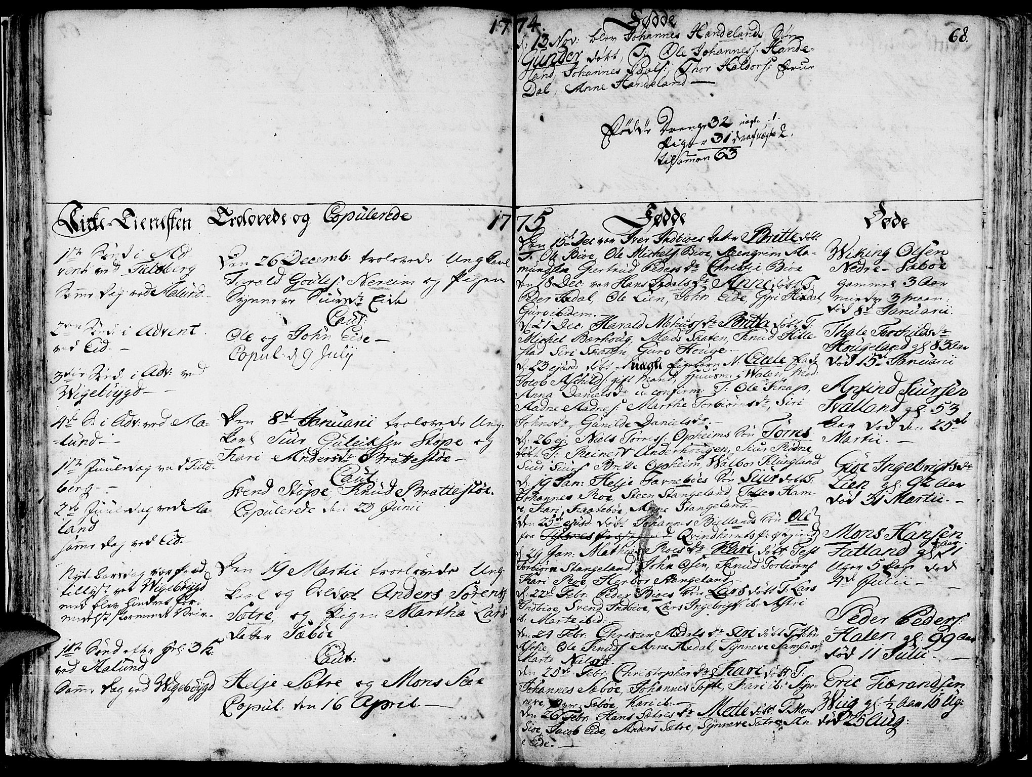 Fjelberg sokneprestembete, SAB/A-75201/H/Haa: Parish register (official) no. A 2, 1760-1788, p. 68