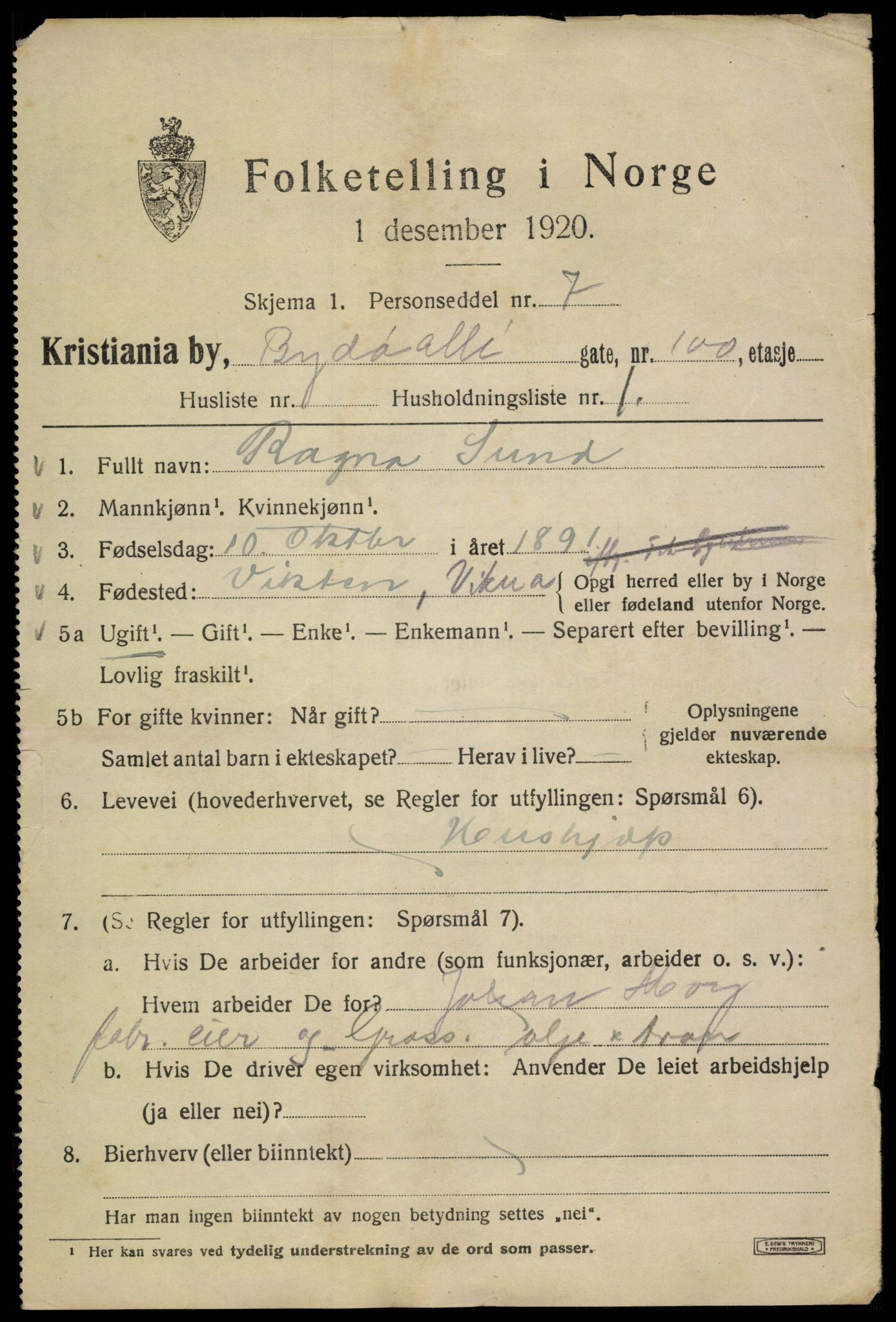 SAO, 1920 census for Kristiania, 1920, p. 180249