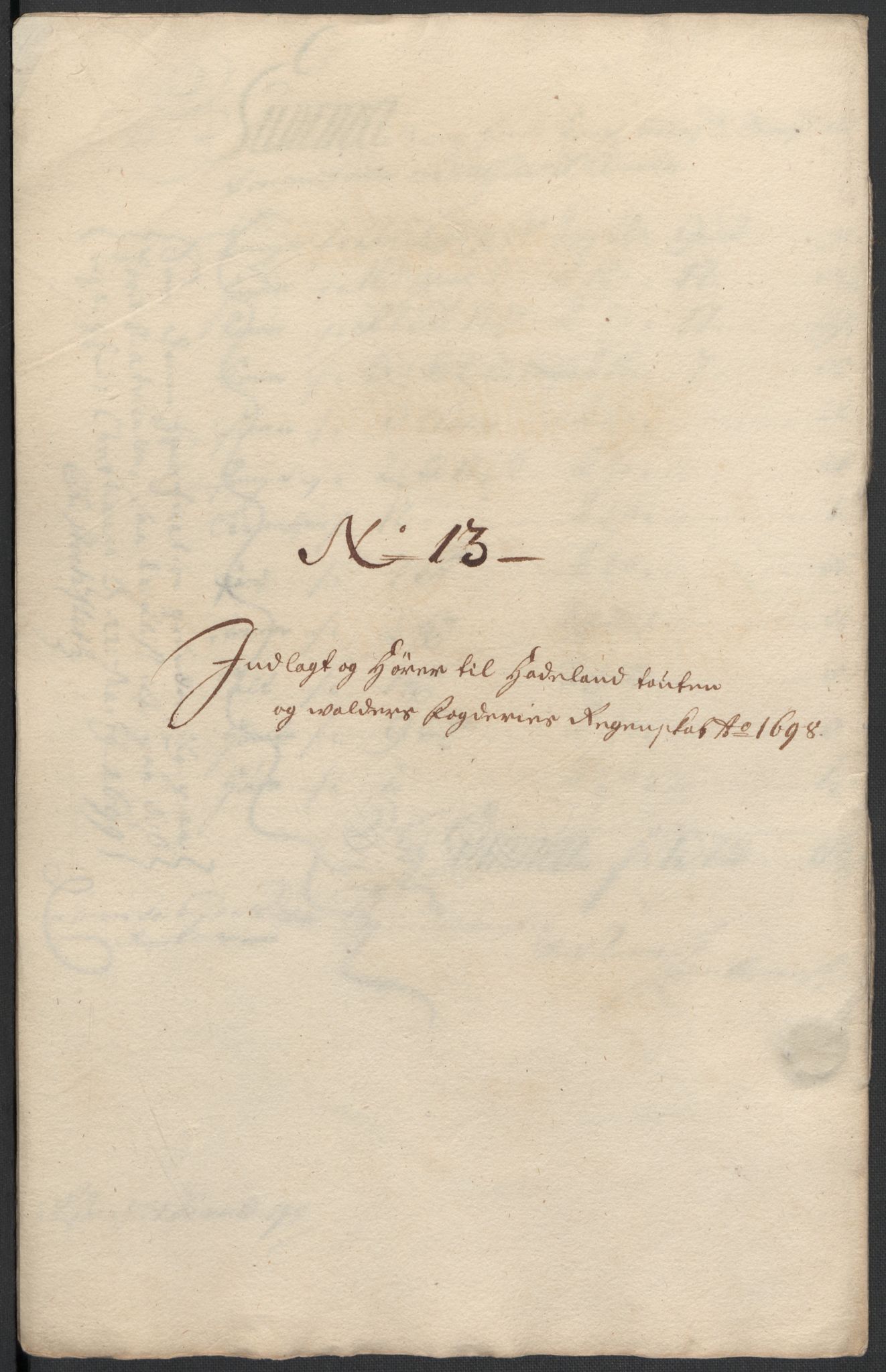Rentekammeret inntil 1814, Reviderte regnskaper, Fogderegnskap, RA/EA-4092/R18/L1296: Fogderegnskap Hadeland, Toten og Valdres, 1698, p. 221