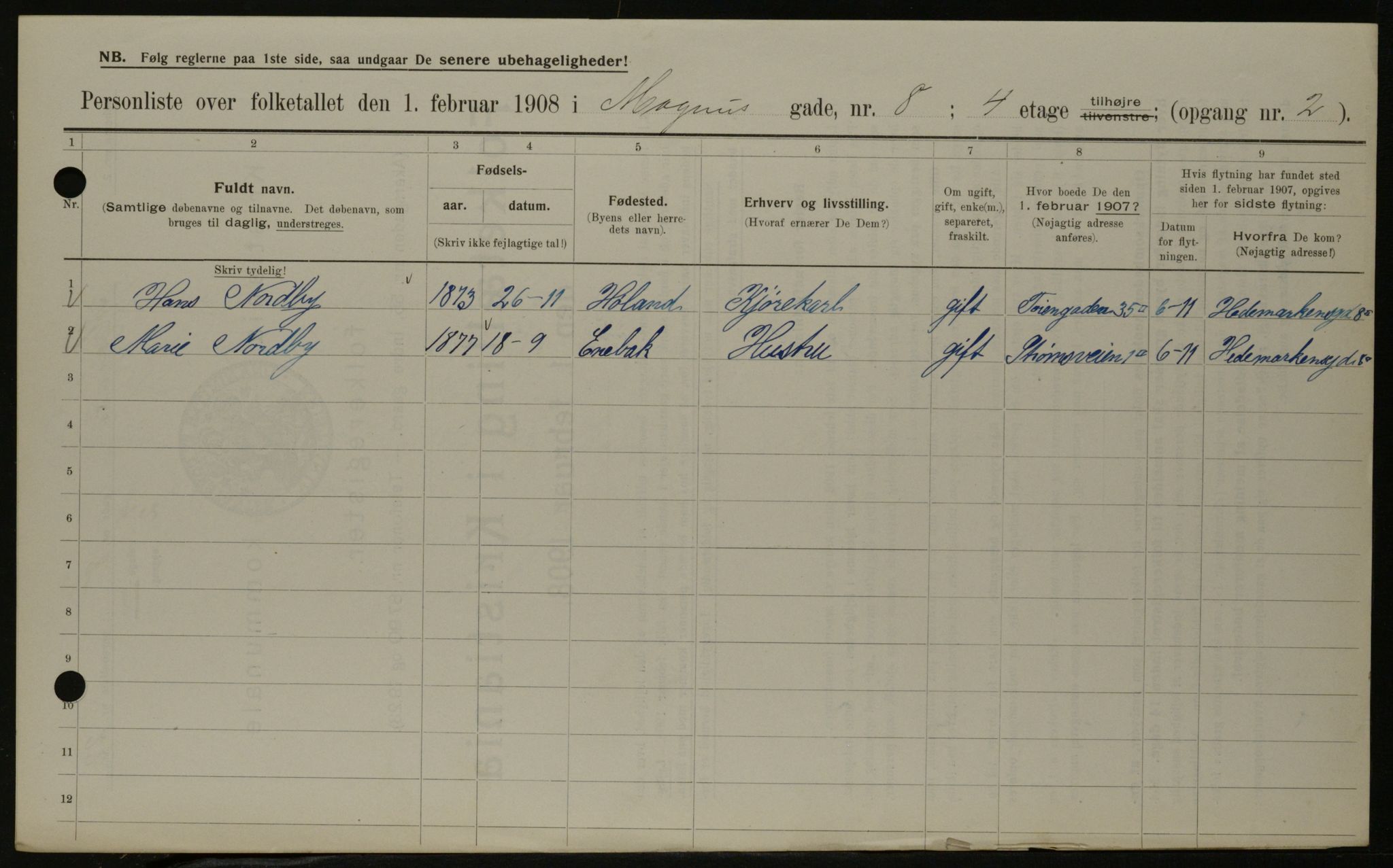 OBA, Municipal Census 1908 for Kristiania, 1908, p. 53331