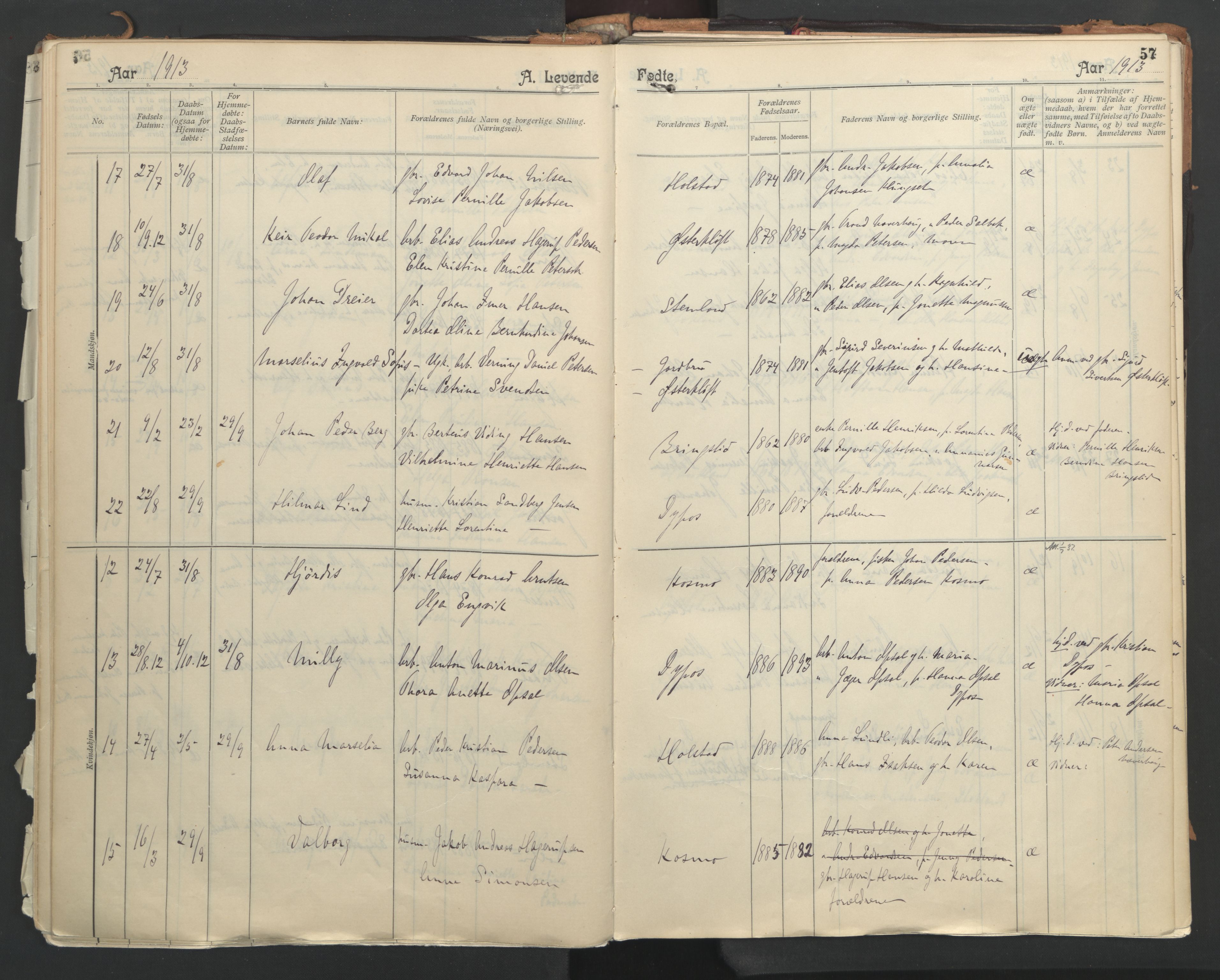 Ministerialprotokoller, klokkerbøker og fødselsregistre - Nordland, AV/SAT-A-1459/851/L0724: Parish register (official) no. 851A01, 1901-1922, p. 57