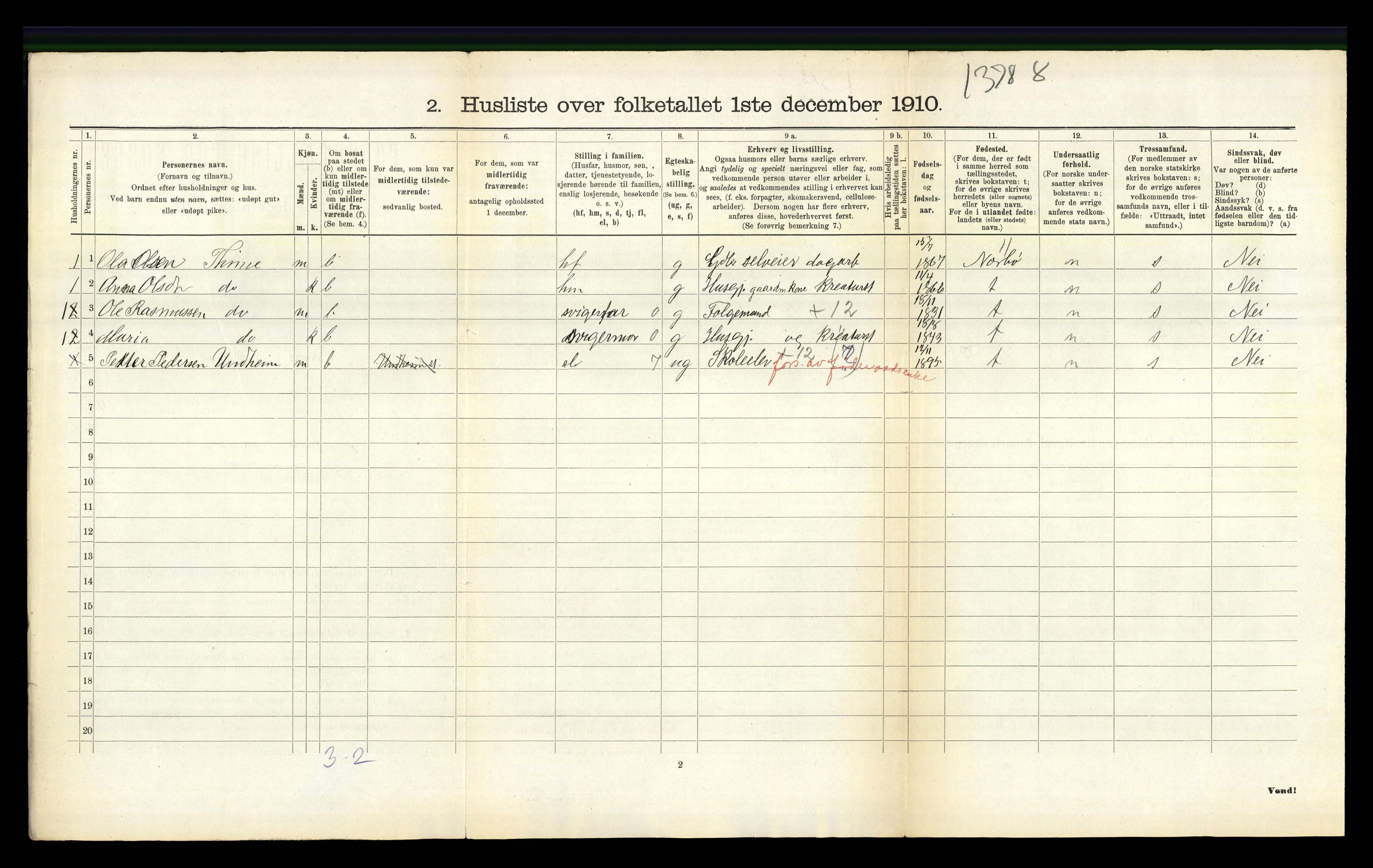 RA, 1910 census for Time, 1910, p. 630