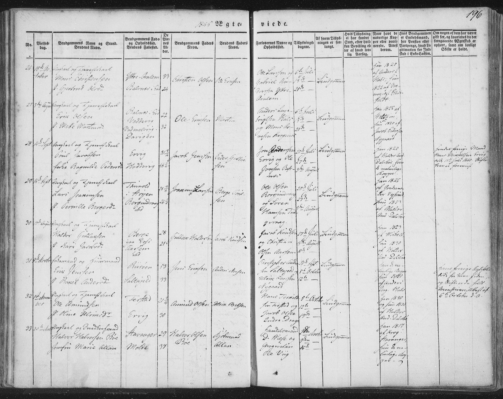 Selje sokneprestembete, AV/SAB-A-99938/H/Ha/Haa/Haaa: Parish register (official) no. A 10, 1844-1858, p. 196