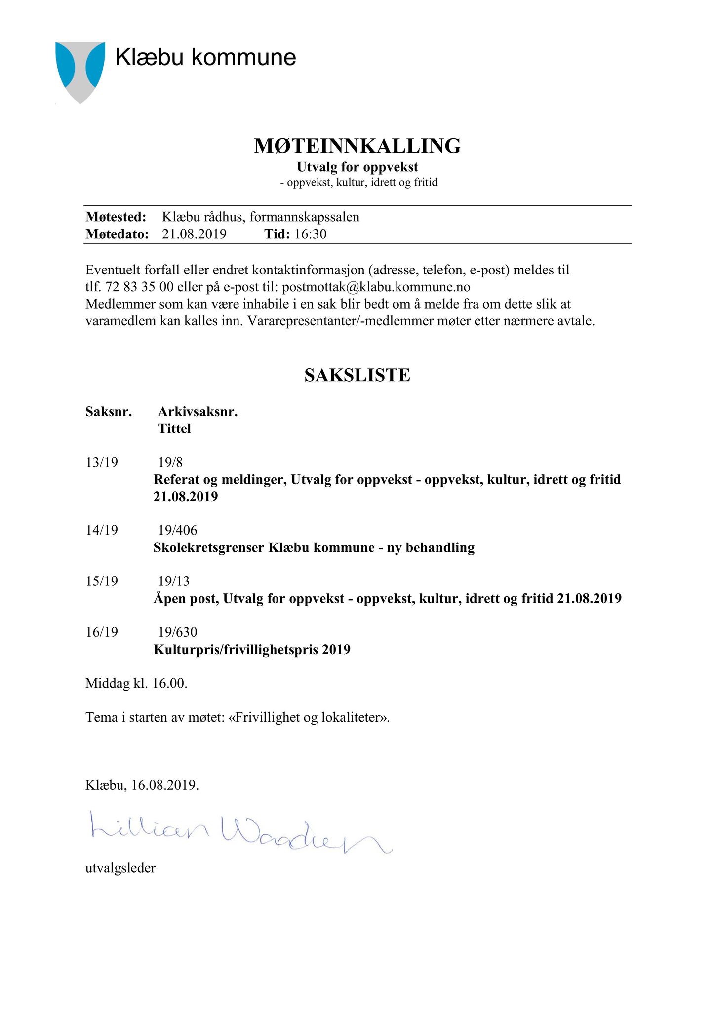 Klæbu Kommune, TRKO/KK/04-UO/L010: Utvalg for oppvekst - Møtedokumenter, 2019, p. 138