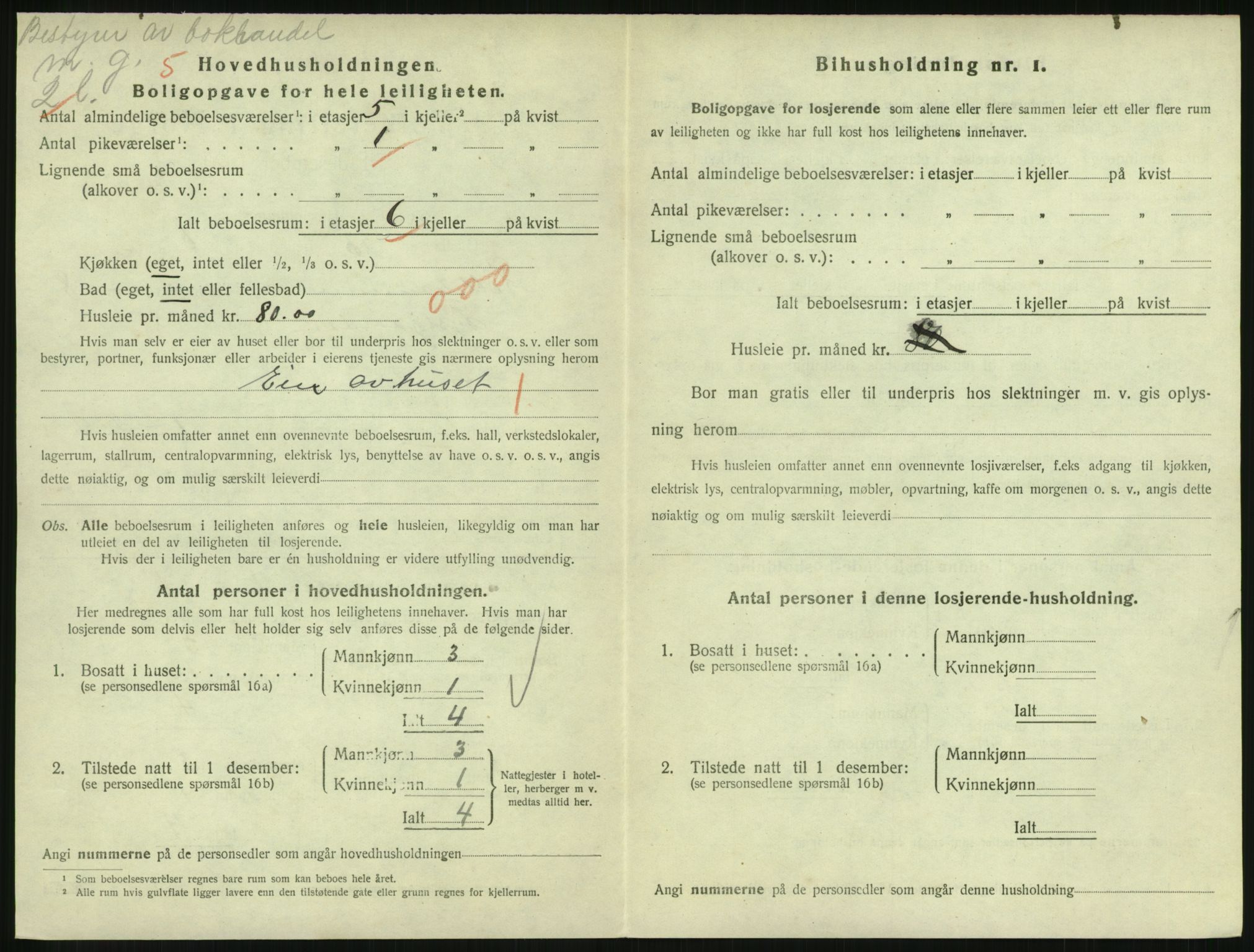 SAH, 1920 census for Lillehammer, 1920, p. 3025