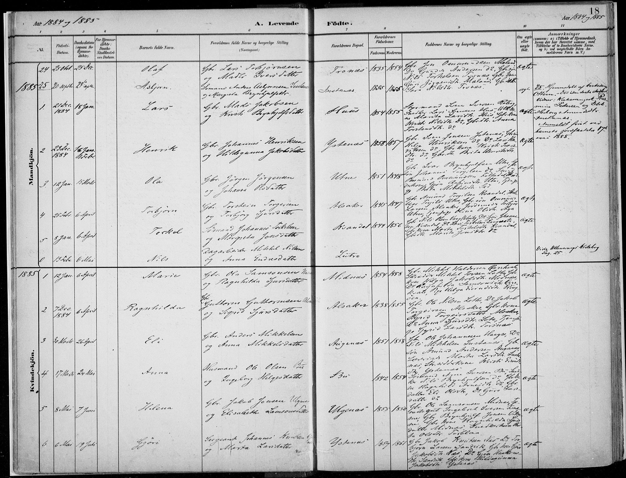 Ullensvang sokneprestembete, SAB/A-78701/H/Haa: Parish register (official) no. E  1, 1882-1921, p. 18