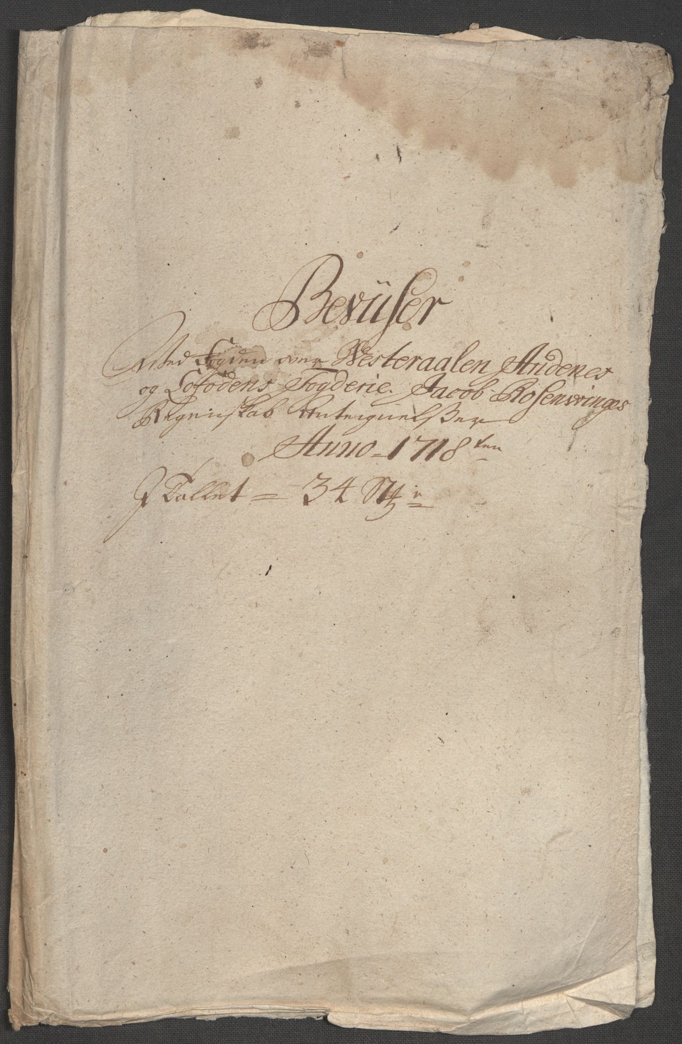 Rentekammeret inntil 1814, Reviderte regnskaper, Fogderegnskap, RA/EA-4092/R67/L4684: Fogderegnskap Vesterålen, Andenes og Lofoten, 1718, p. 407