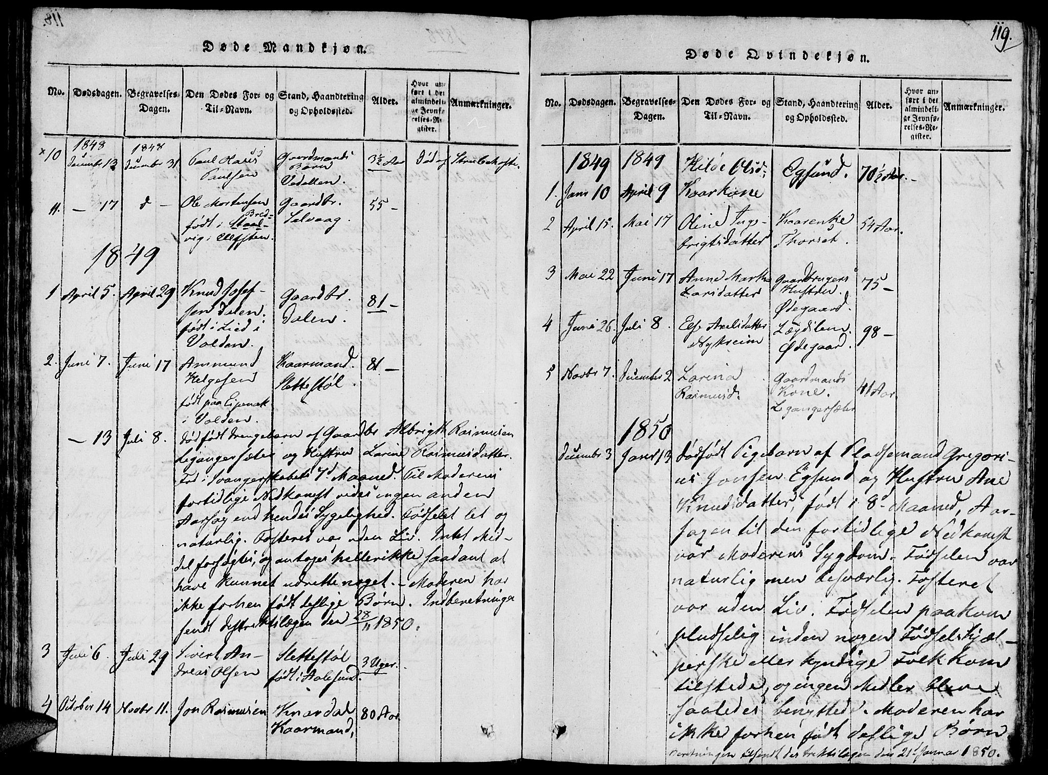 Ministerialprotokoller, klokkerbøker og fødselsregistre - Møre og Romsdal, AV/SAT-A-1454/504/L0054: Parish register (official) no. 504A01, 1816-1861, p. 119