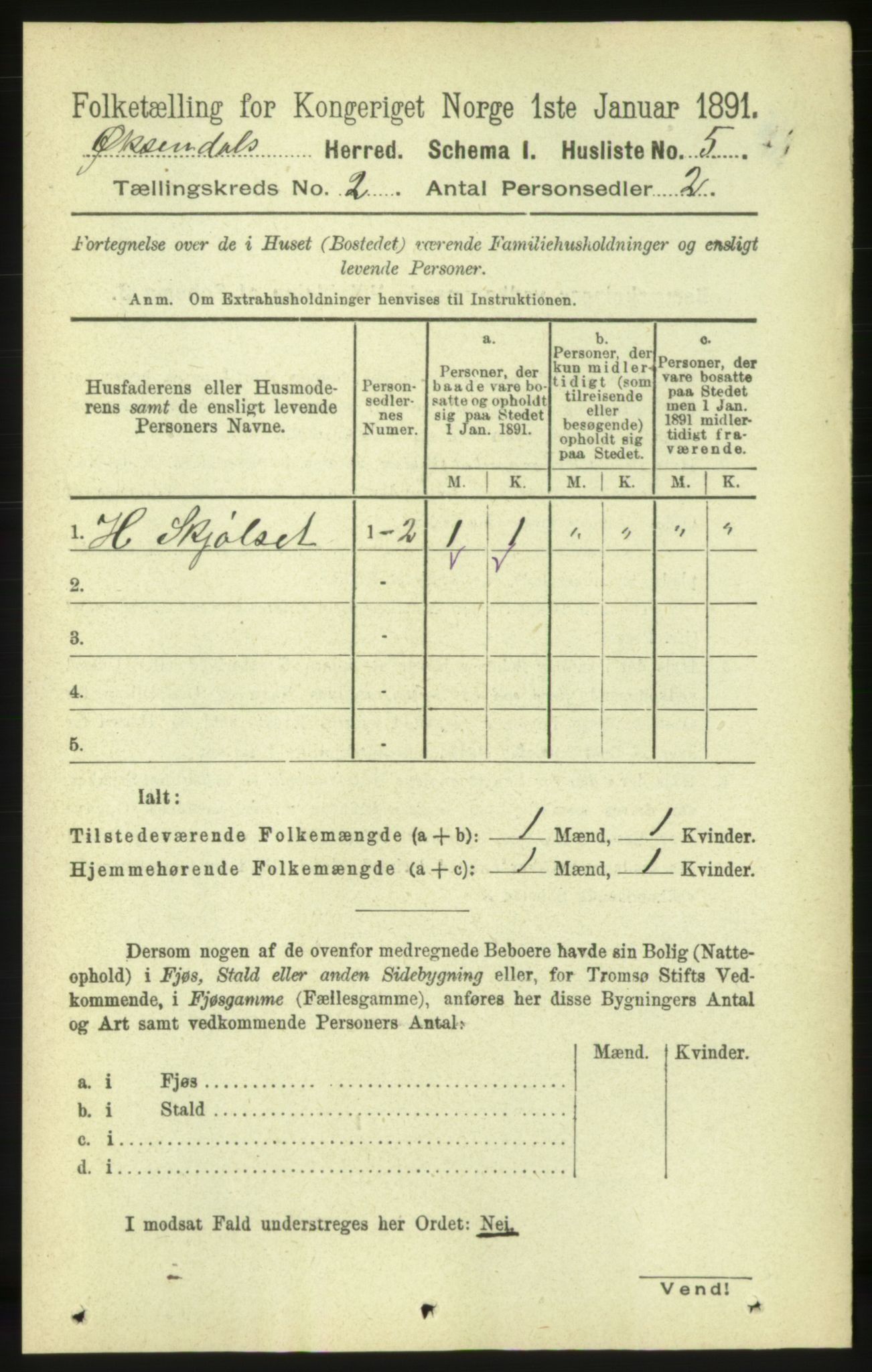 RA, 1891 census for 1561 Øksendal, 1891, p. 217