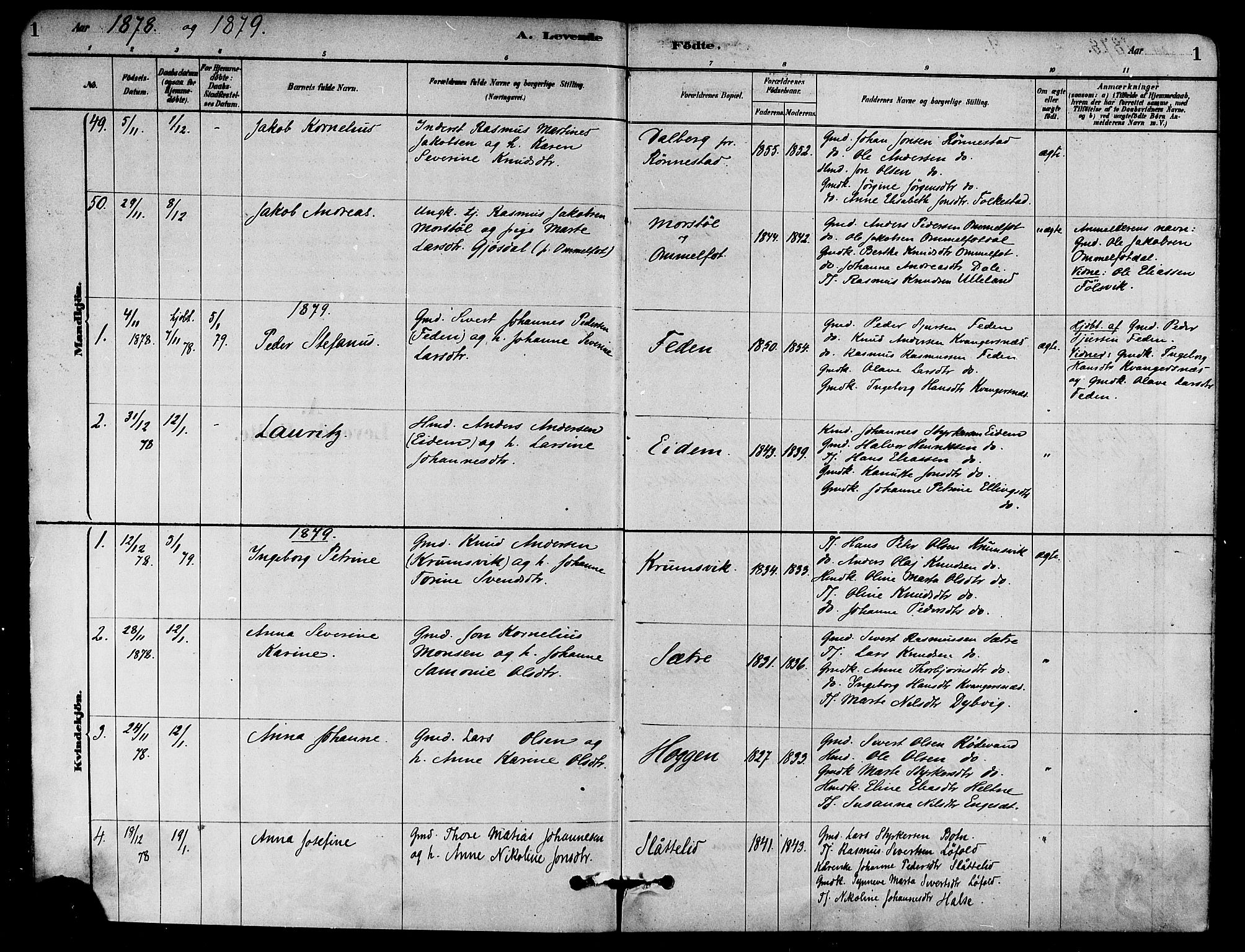 Ministerialprotokoller, klokkerbøker og fødselsregistre - Møre og Romsdal, AV/SAT-A-1454/511/L0141: Parish register (official) no. 511A08, 1878-1890, p. 1