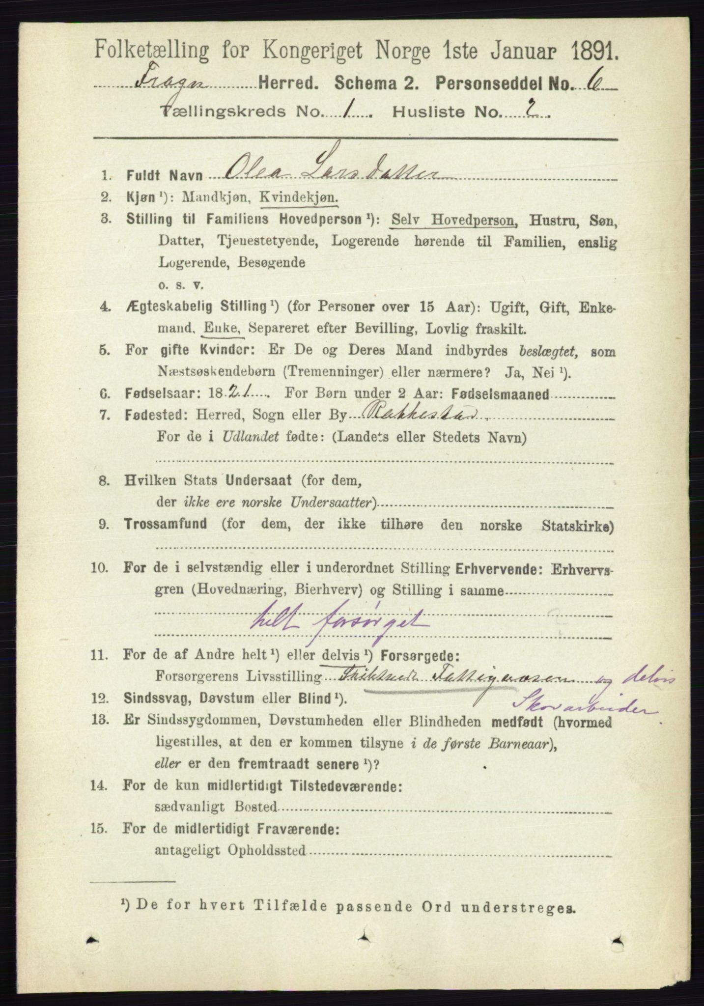 RA, 1891 census for 0215 Frogn, 1891, p. 147