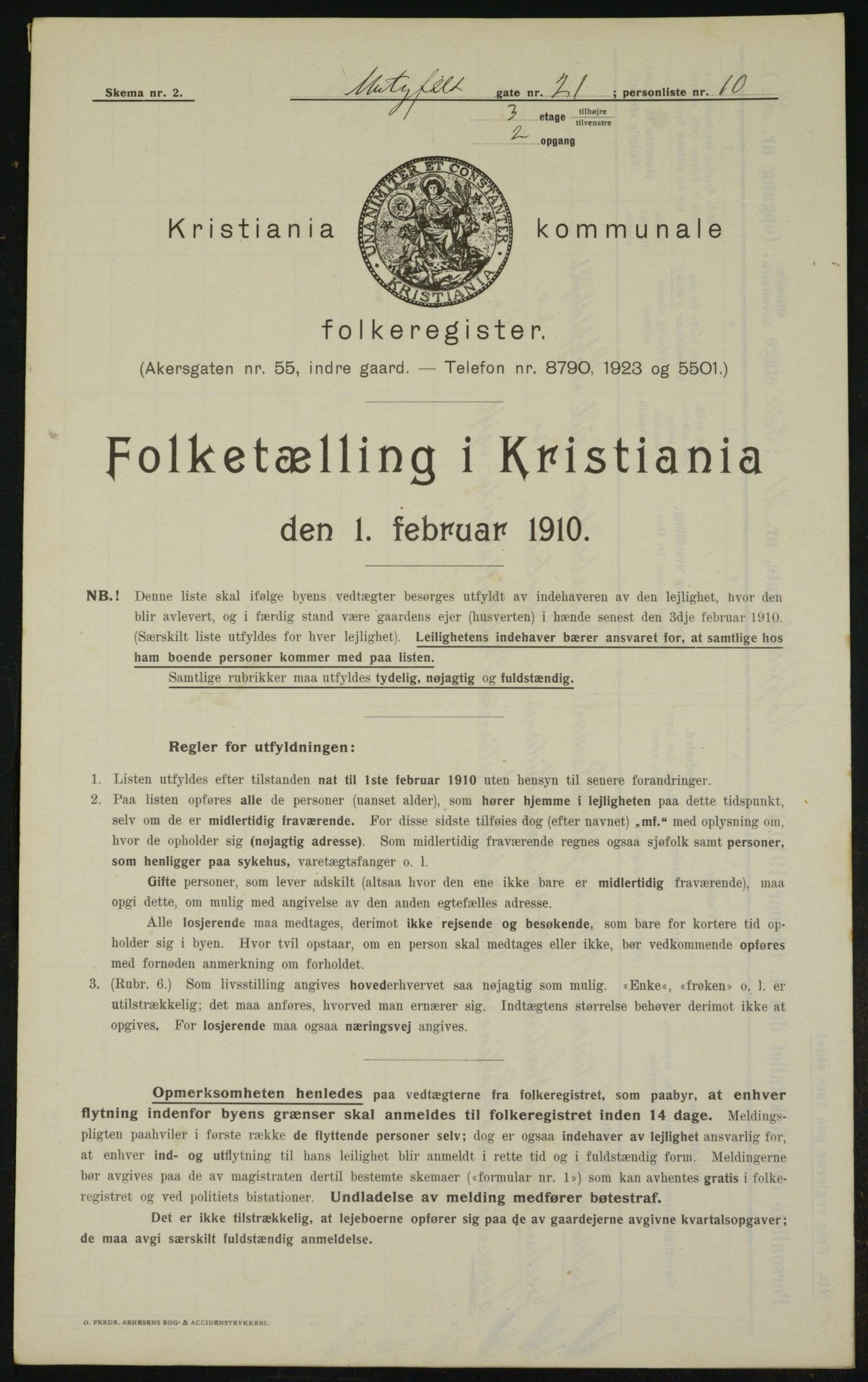 OBA, Municipal Census 1910 for Kristiania, 1910, p. 64152