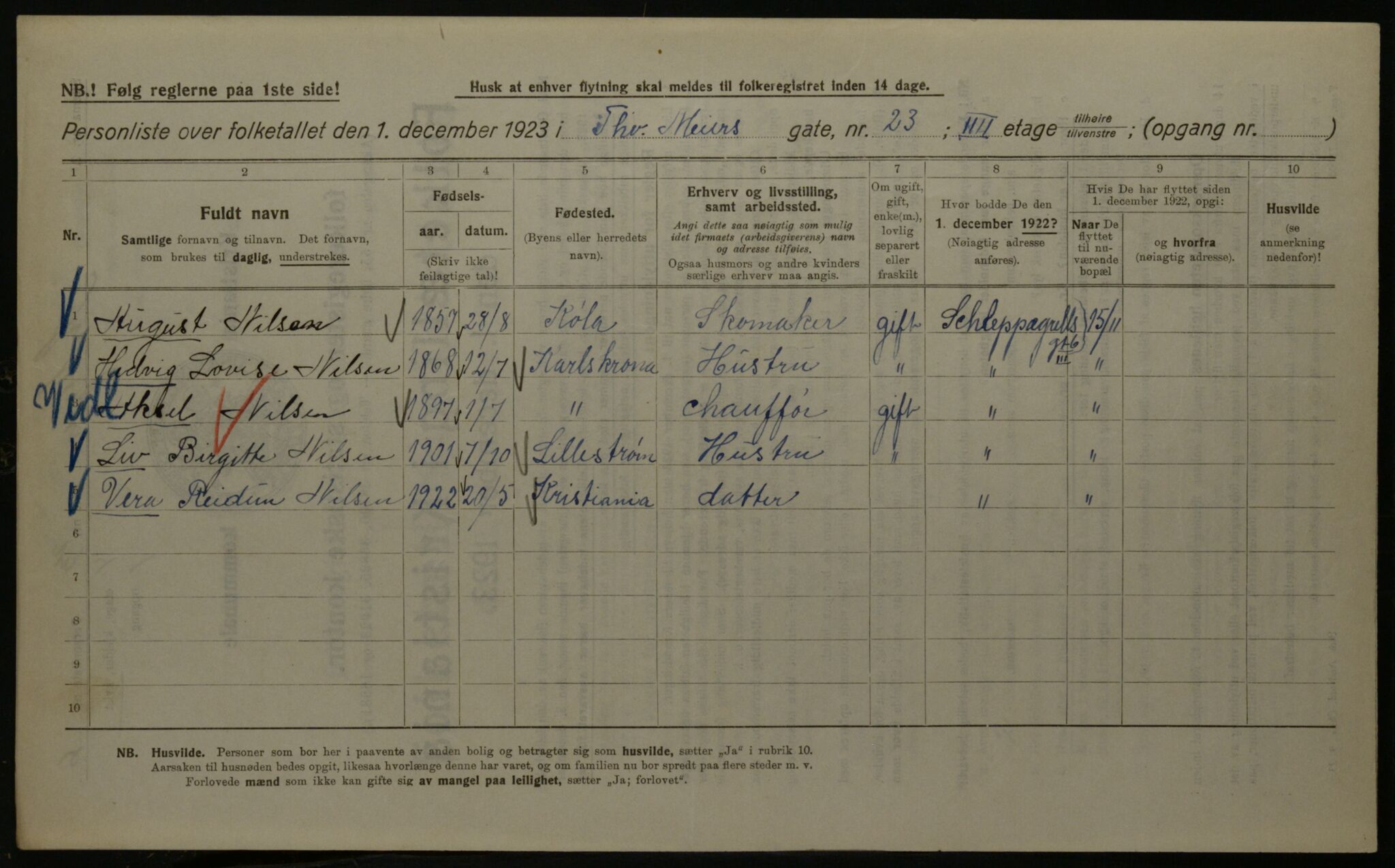 OBA, Municipal Census 1923 for Kristiania, 1923, p. 121477