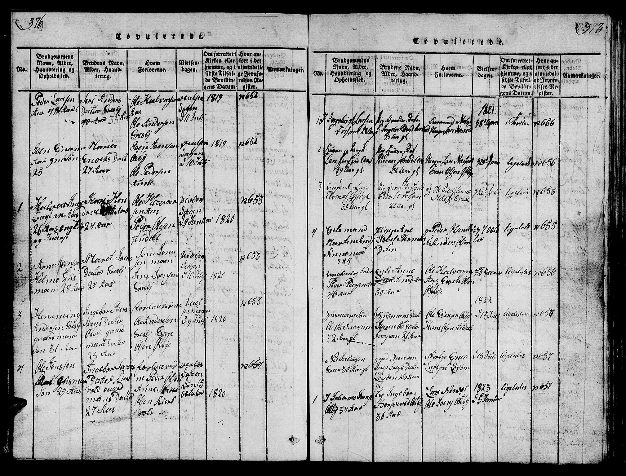 Ministerialprotokoller, klokkerbøker og fødselsregistre - Sør-Trøndelag, SAT/A-1456/698/L1164: Parish register (copy) no. 698C01, 1816-1861, p. 376-377