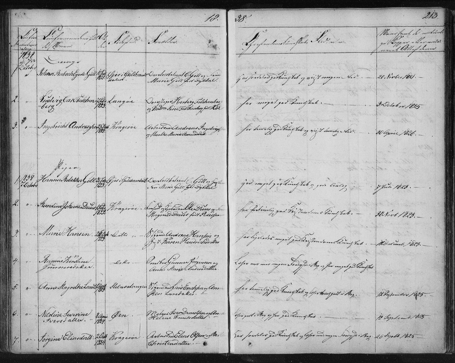 Kragerø kirkebøker, SAKO/A-278/F/Fa/L0005: Parish register (official) no. 5, 1832-1847, p. 213