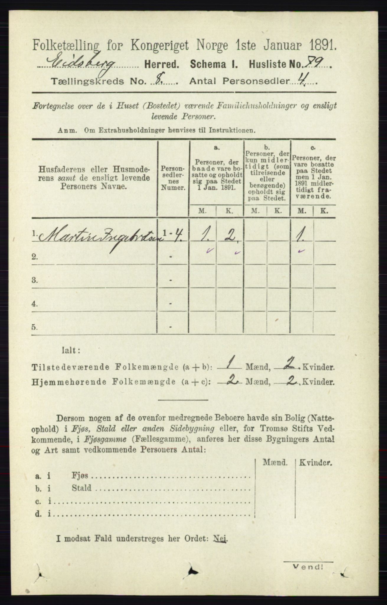 RA, 1891 census for 0125 Eidsberg, 1891, p. 4632