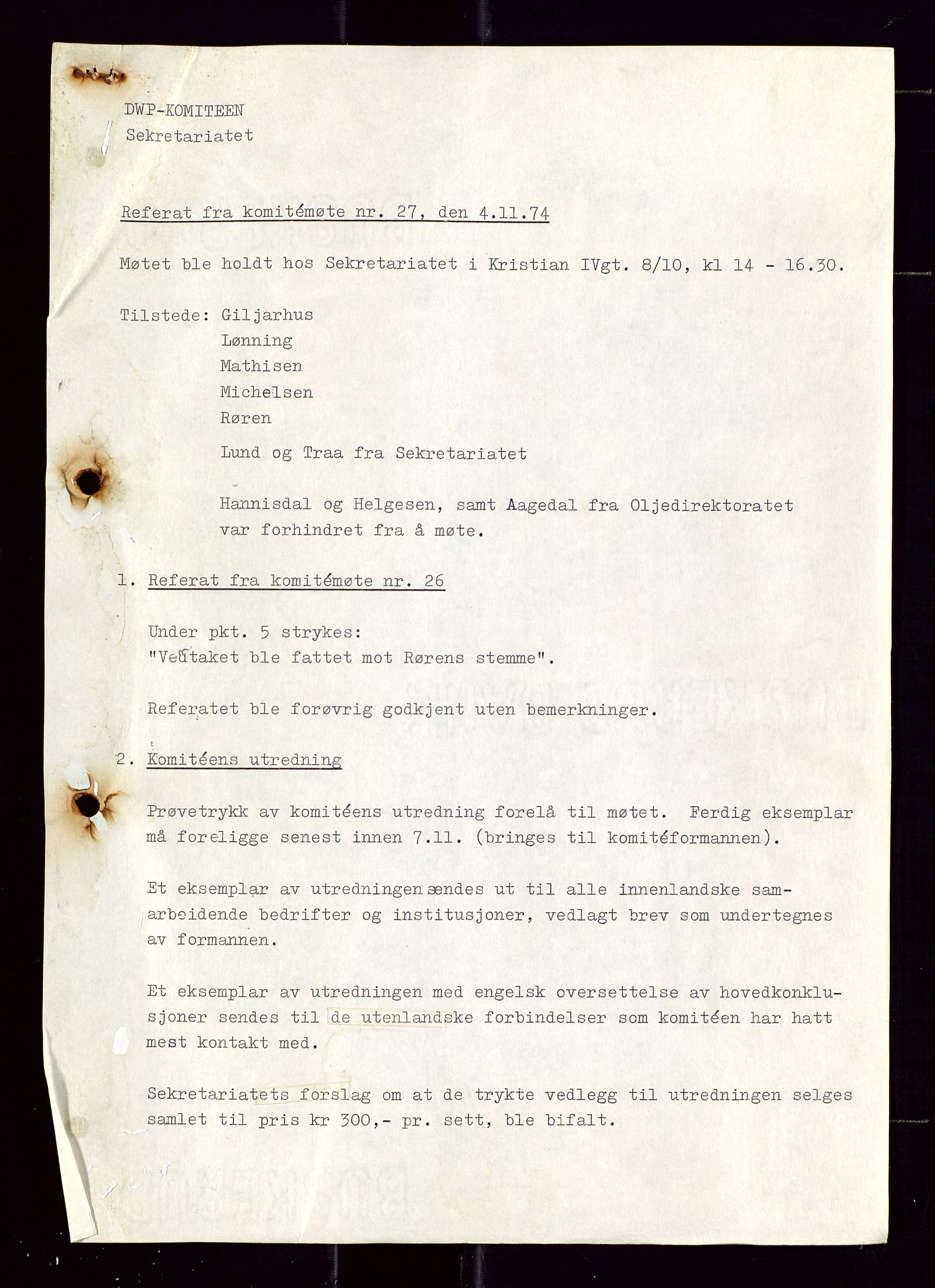 Industridepartementet, Oljekontoret, AV/SAST-A-101348/Di/L0001: DWP, møter juni - november, komiteemøter nr. 19 - 26, 1973-1974, p. 716