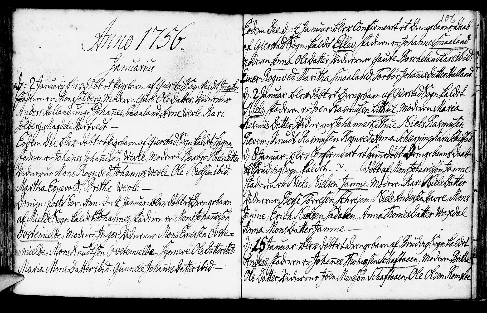 Haus sokneprestembete, SAB/A-75601/H/Haa: Parish register (official) no. A 6, 1748-1758, p. 106